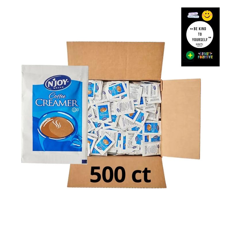 N Joy Non-Dairy Powdered Creamer Packets - 500 Count, Cholesterol Free, No Preservatives - Perfect for Coffee, Tea, Baking & Office Use - Private Label by Explorador