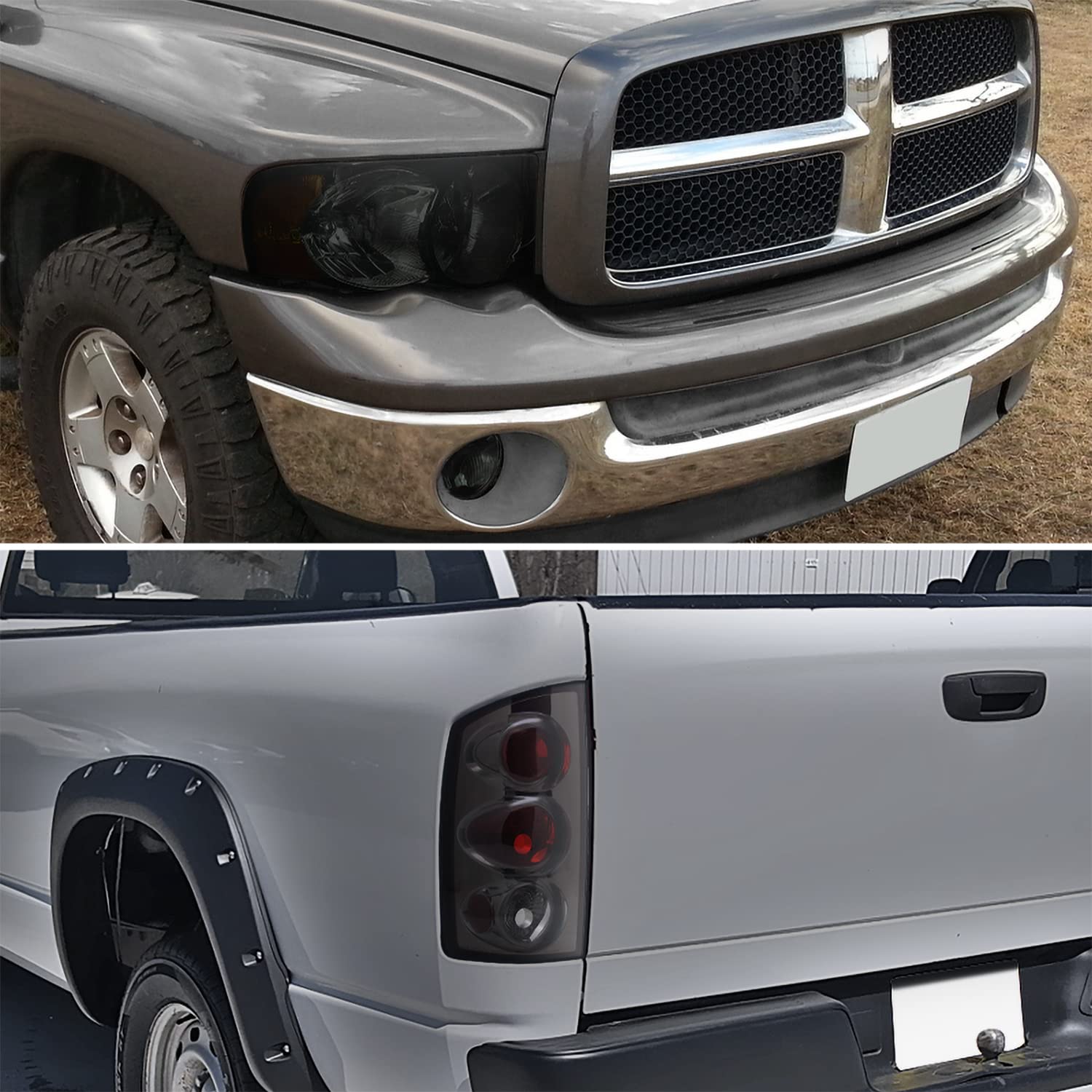 Spec-D Tuning Smoke Crystal Headlights, Bumper Fog Lamps & Tail Lights Kit for Dodge Ram 1500/2500/3500 - Upgrade Your Truck's Style & Night Visibility (Perfect for Off-Roading, Night Driving & Custom Builds)