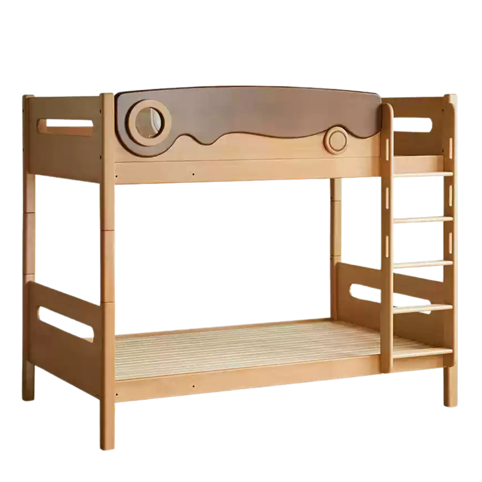 Solid Beech Wood Bunk Bed with Guardrails - Sturdy & Safe for Kids' Bedroom, Dormitory, or Guest Room