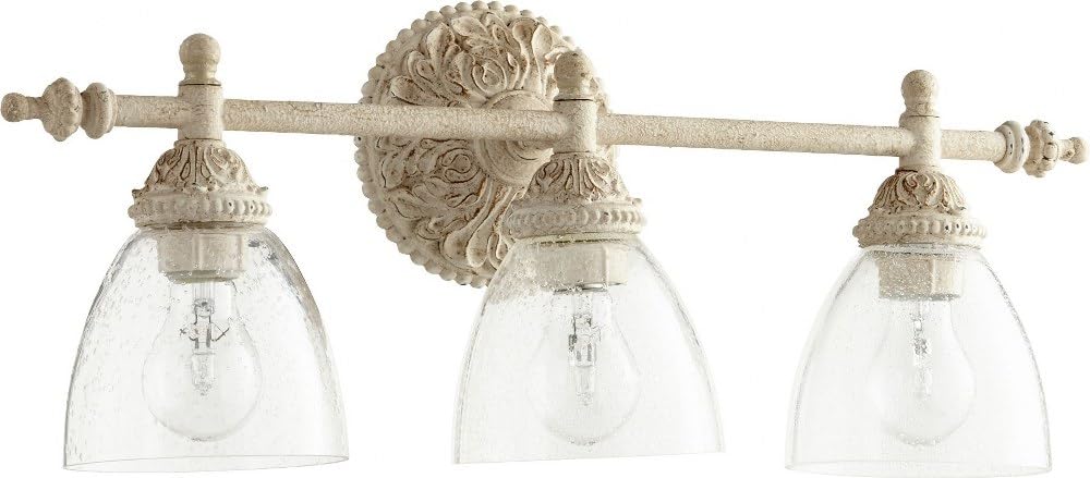 Quorum 5257-3-70 White Transitional 3-Light Bathroom Vanity Light Fixture - Perfect for Modern Bathrooms & Powder Rooms