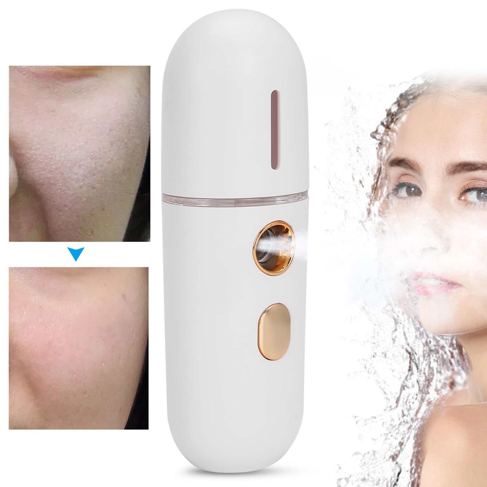 Portable Face Humidifier for Women - White Facial Mist Sprayer with Deep Moisturizing | Skin Care Essential for Dry Skin, Travel & Office Use