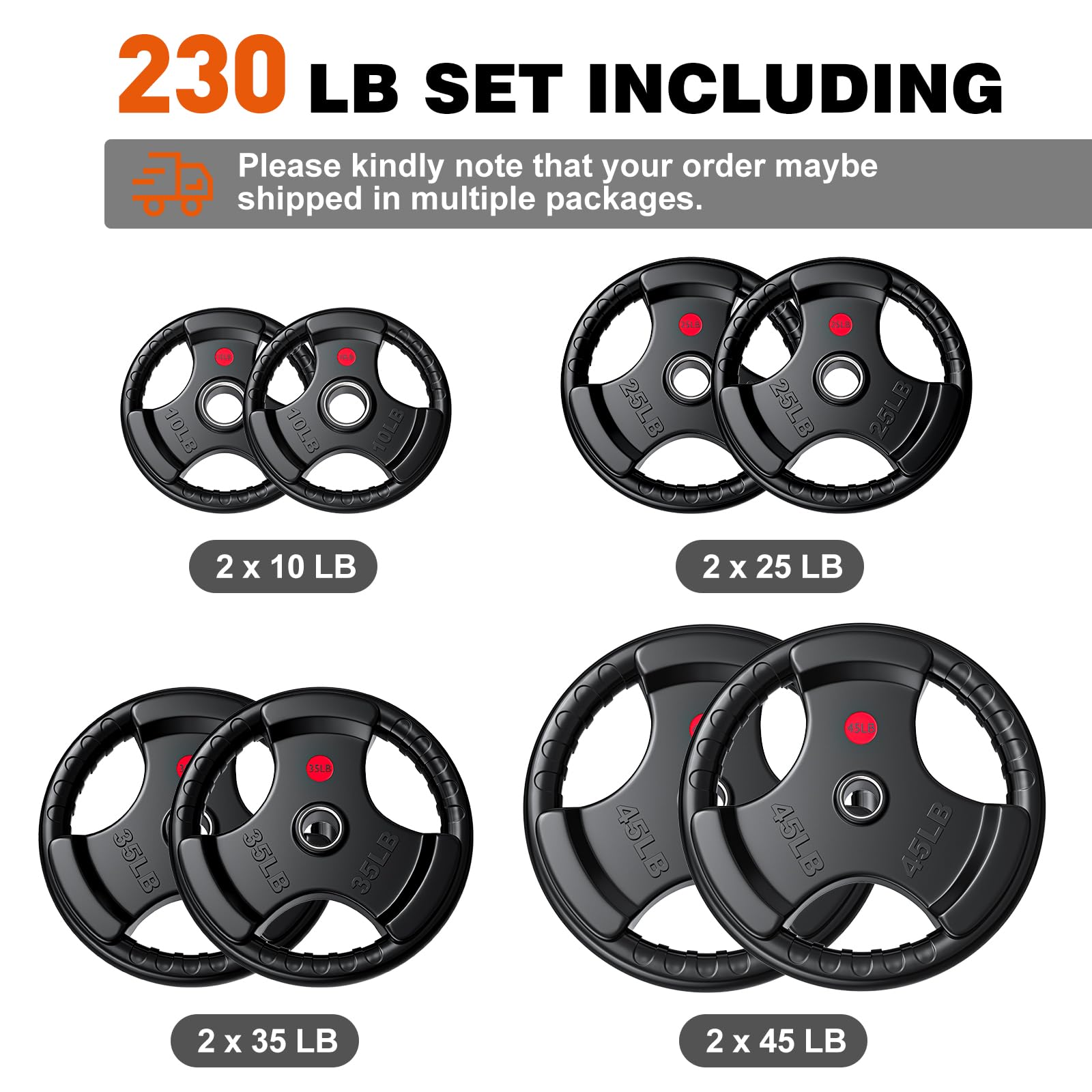 XDDIAS 2-Inch Olympic Rubber Weight Plates - 10LB to 45LB Solid Cast Iron for Strength Training, Weightlifting & Bodybuilding | Home Gym Equipment | Perfect for Barbell Workouts, CrossFit & Powerlifting