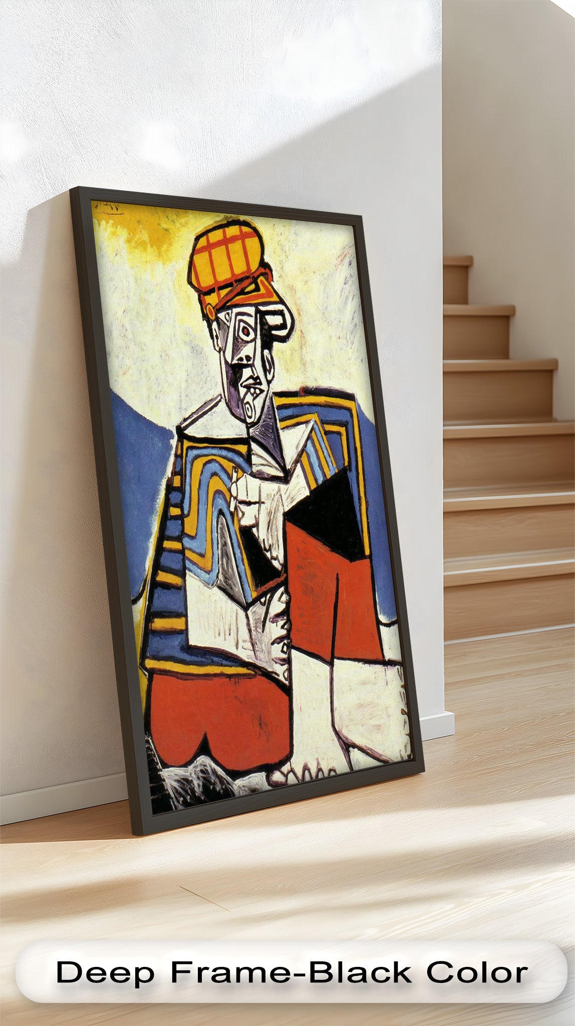 Abstract Man with Cap Wall Art - Cubist Oil Painting for Modern Home & Office Decor | Handmade Canvas Print | Unique Gift Idea for Art Lovers