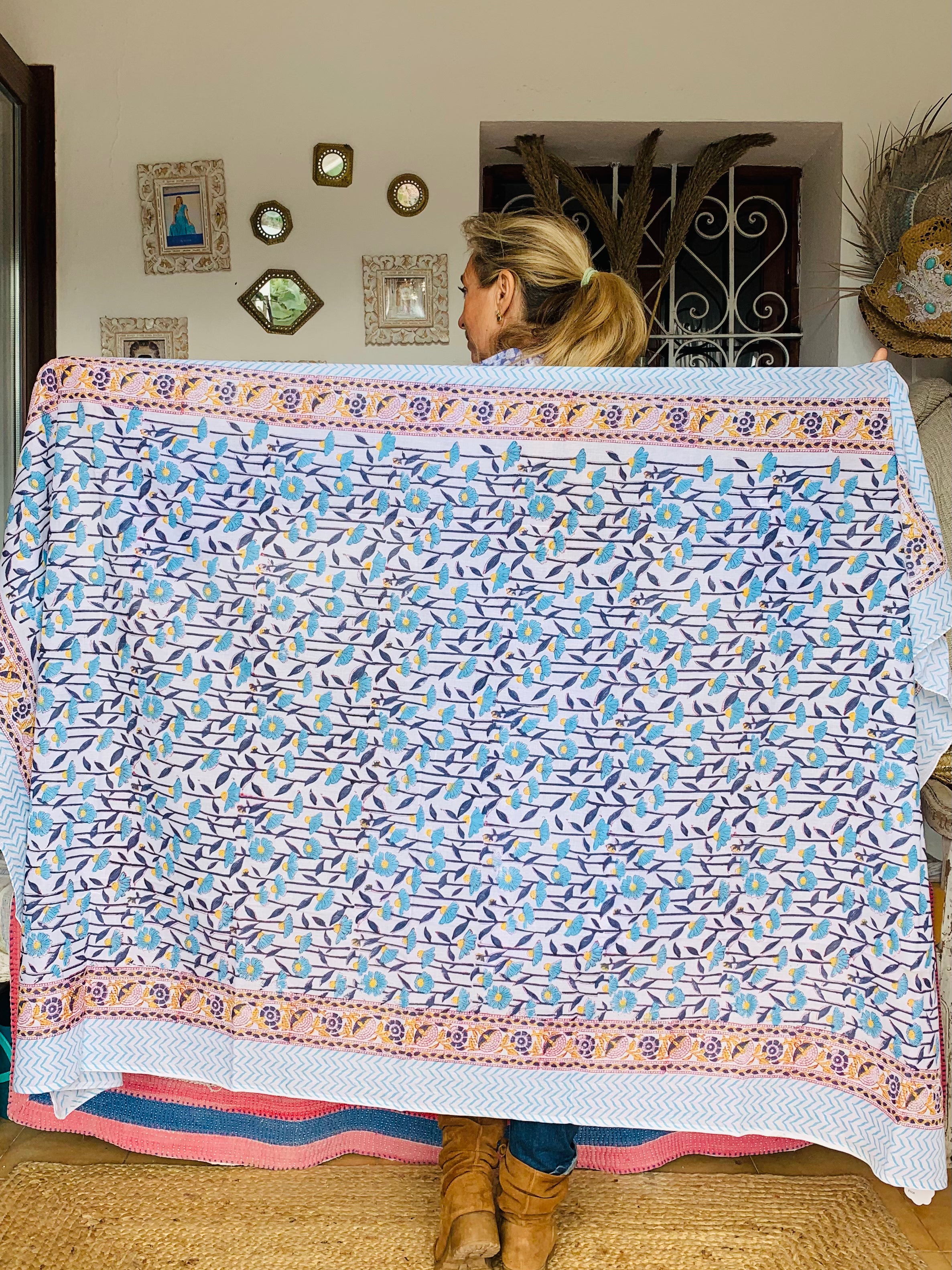 Stylish Block Print Cotton Sarong Pareo Shawl - New Collection for Beach, Pool, and Summer Fashion