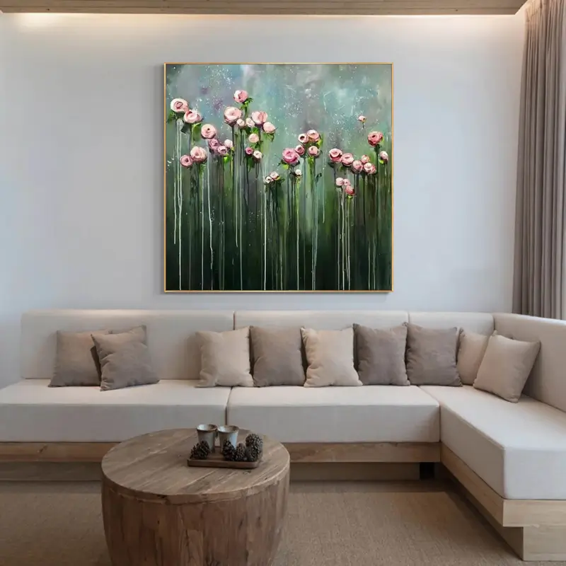 Flower and Tree Painting #FT012 - Handmade Canvas Wall Art for Home & Office Decor | Perfect for Living Room, Bedroom, or Gift