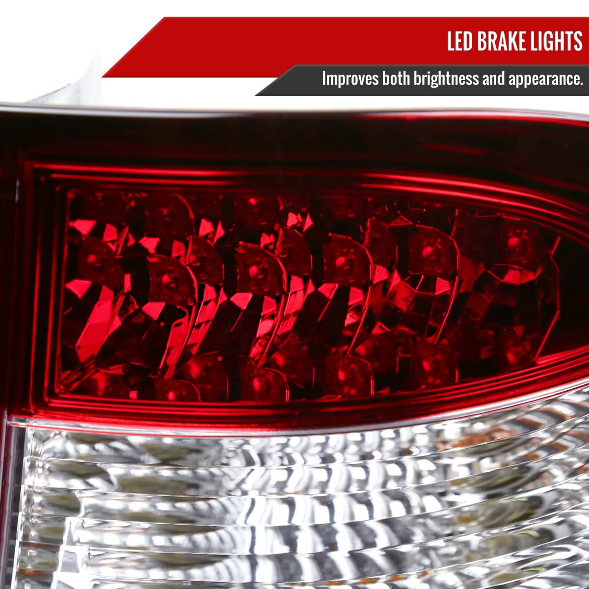 98-05 Car LED Tail Lights - Red Clear Brake Lamps for Improved Visibility & Safety | Perfect for Night Driving & Custom Car Upgrades