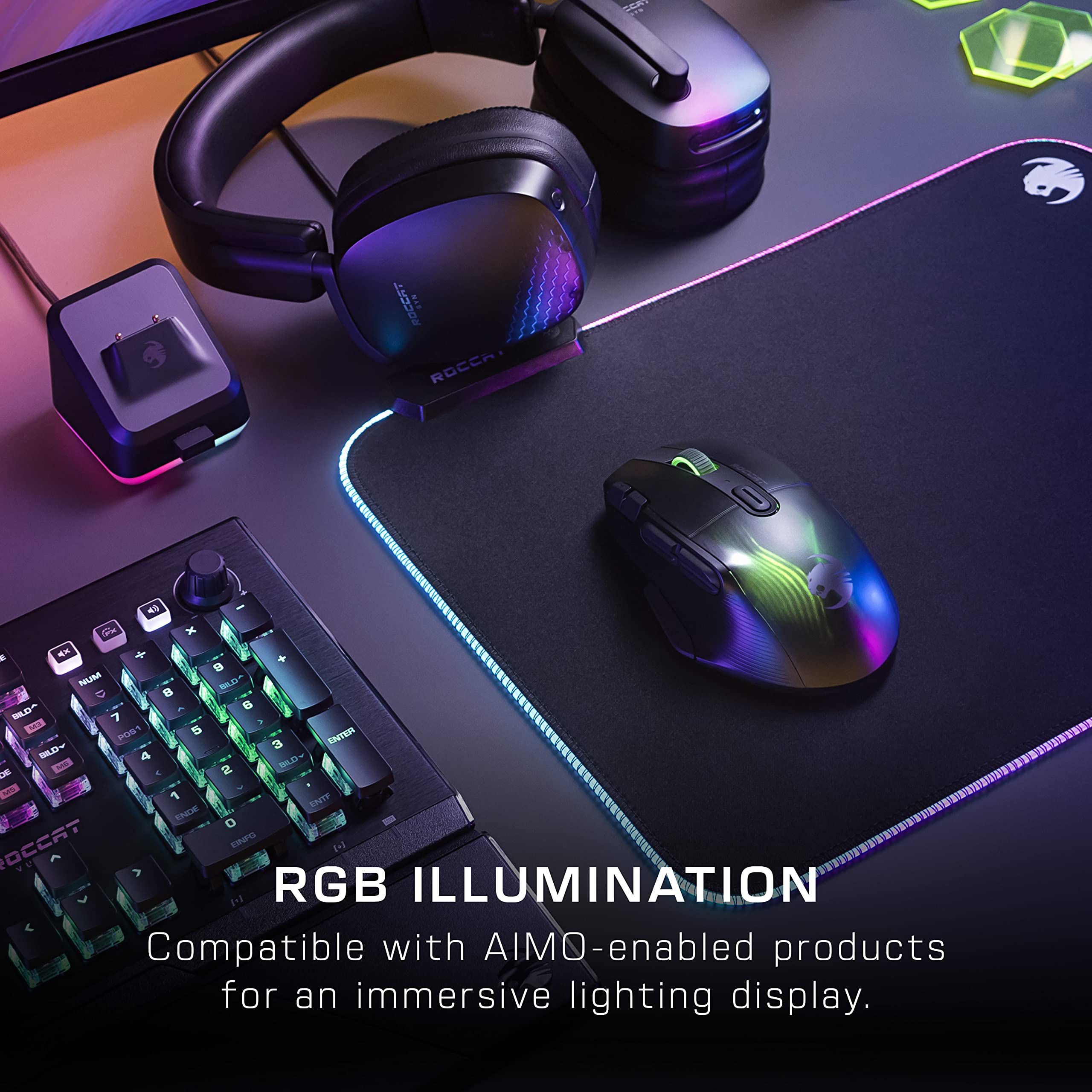 Turtle Beach Kone XP Air Wireless RGB Gaming Mouse - Bluetooth, 19K DPI Optical Sensor, 100-Hour Battery with Charging Dock, 29 Programmable Buttons, 4D Wheel - Black | Ergonomic Design for PC & Mac Gaming, Work & Productivity