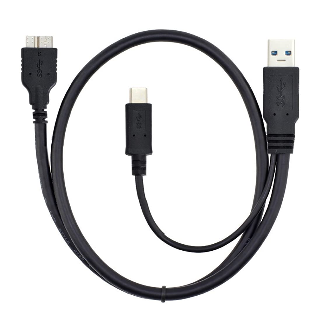 Chenyang USB 3.0 & USB C to Micro USB 3.0 Extension Cable 60CM - High Speed Data Transfer for External Hard Drives, SSDs, and Mobile Devices - Perfect for Office, Home, and Travel Use