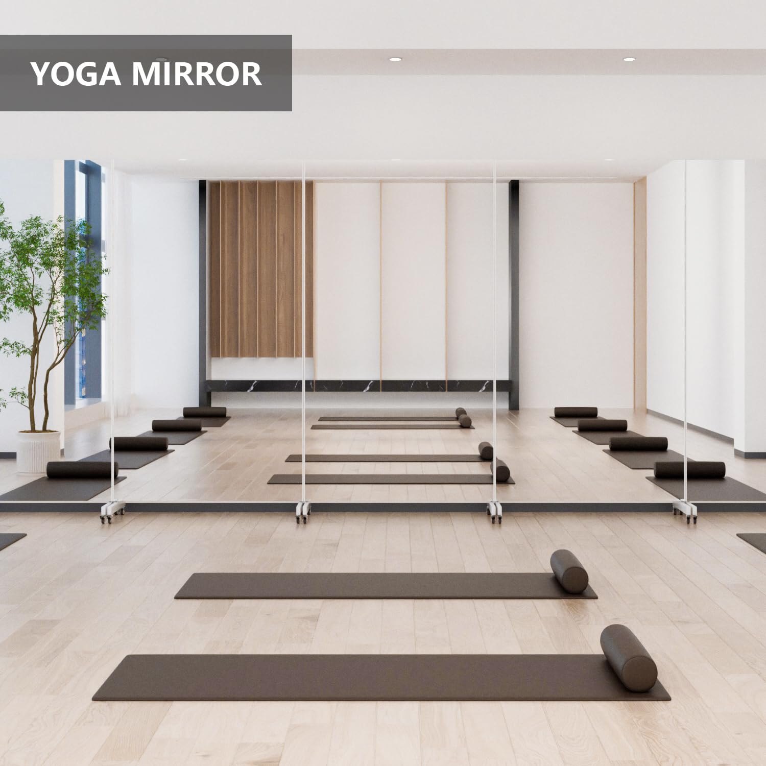 Brisafe 71'' x 40'' Ultra Clear Nano Safety Mirror – Shatterproof Full-Length Floor Mirror with Wheels for Home Gym, Dance Studio & Yoga (13LBS, Black) – Perfect for Fitness Training, Dance Practice and Yoga Sessions