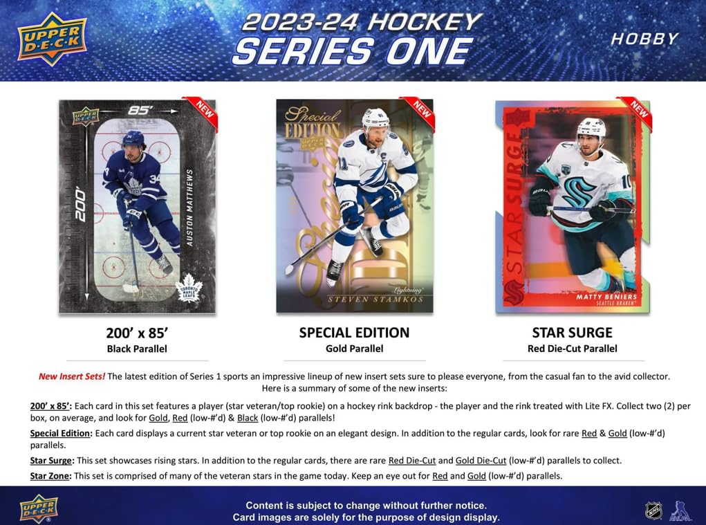 2023-24 Upper Deck Series 1 Hockey Hobby Box - 12 Packs (12 Cards Each) | NHL Trading Cards Collection for Collectors & Fantasy Sports Enthusiasts