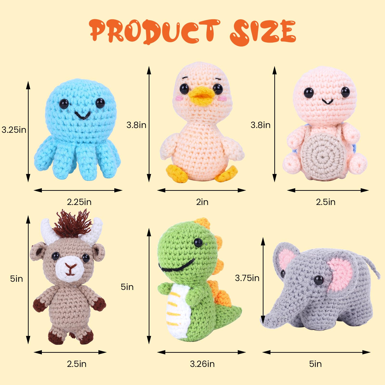 BOLDNOVA Complete Crochet Kit for Beginners - 6 Pcs Animal Crochet Set with Step-by-Step Video Tutorials - Perfect Gift for Kids & Adults - DIY Knitting Starter Kit for Home Decor, Handmade Gifts & Craft Projects