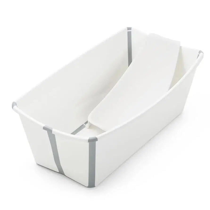 Stokke Flexi Bath Baby Tub with Newborn Support - Foldable Bathtub for Newborns & Toddlers | White | Perfect for Home, Travel & Outdoor Use