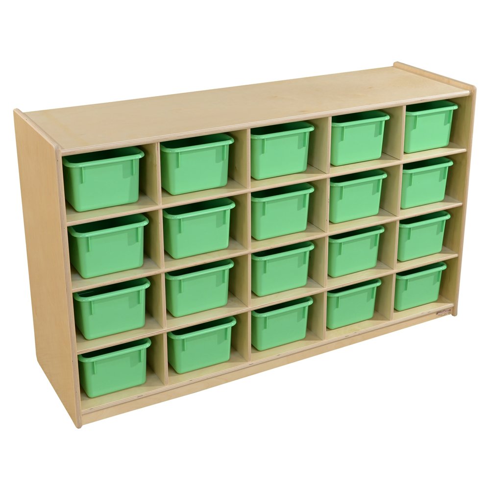 Contender 20-Cubby Light Green Toy Storage Cabinet - Hardwood Organizer for Classroom, Preschool, Daycare & Homeschool | Perfect for Kids' Toys, Books & Learning Supplies Organization