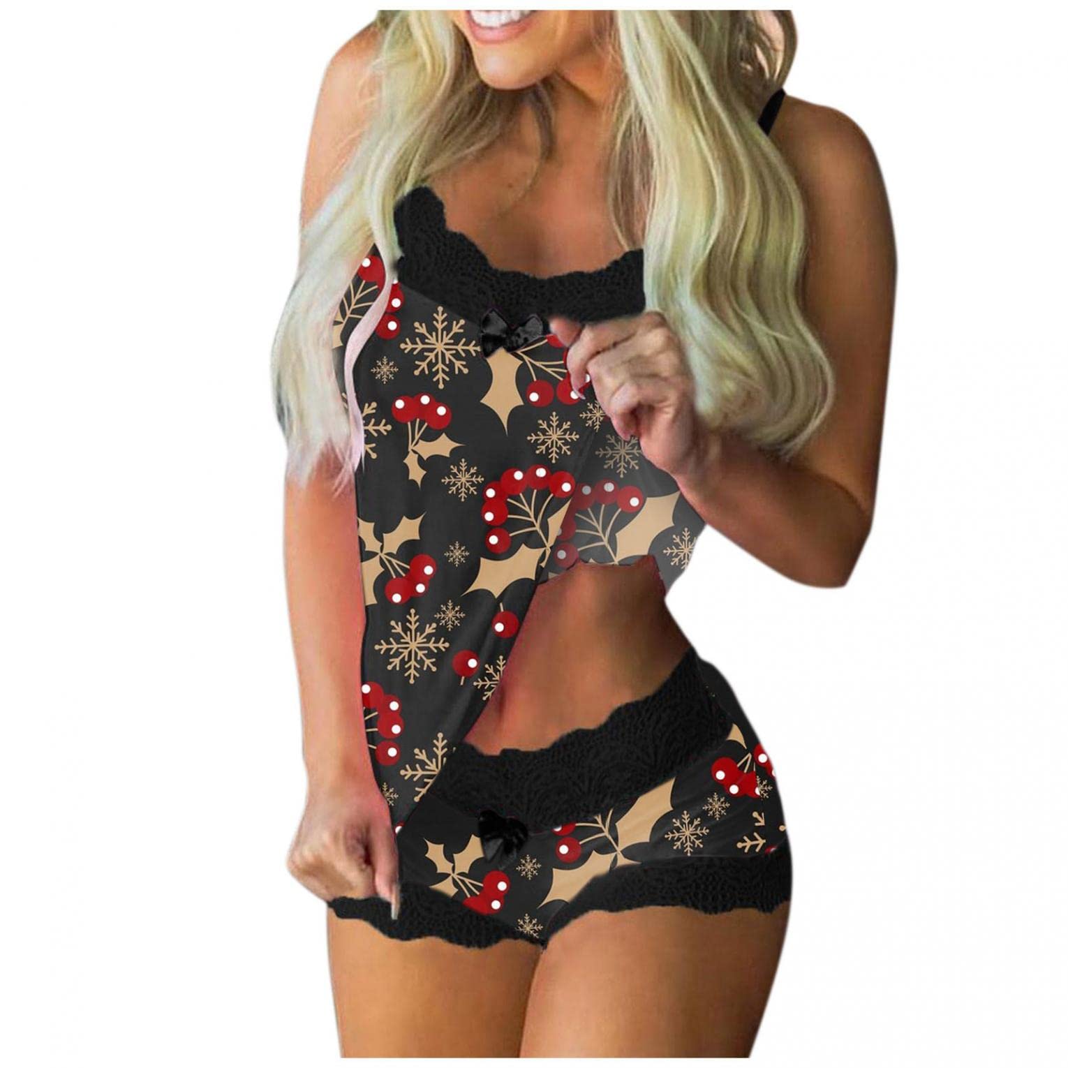 Sexy Christmas Lingerie for Women - Lace Babydoll & Chemise Set | Naughty Holiday Lingerie Outfit for Romantic Nights & Special Occasions