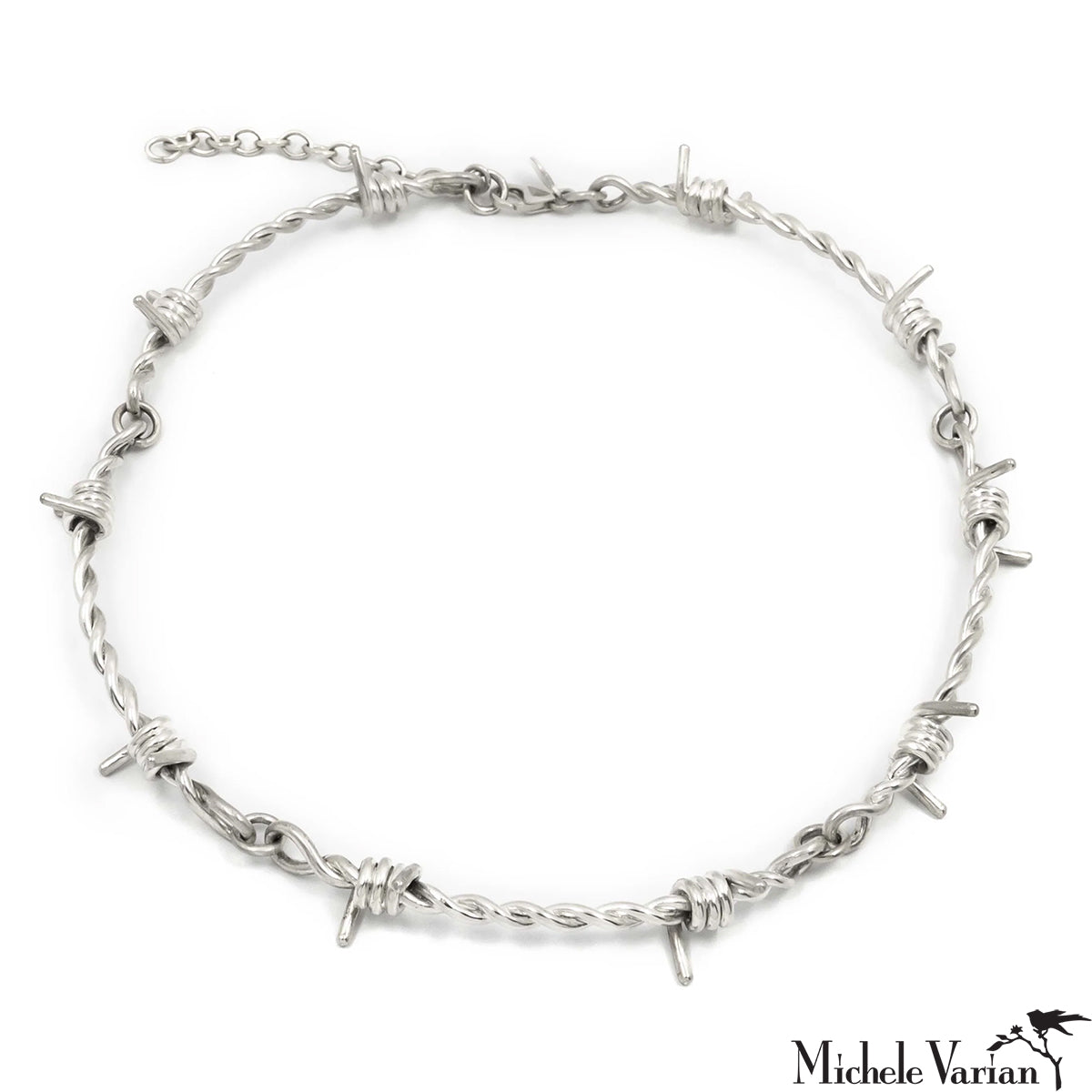 Barbed Wire Choker Necklace - Sterling Silver Gothic Punk Jewelry for Women - Perfect for Edgy Fashion, Concerts & Alternative Style