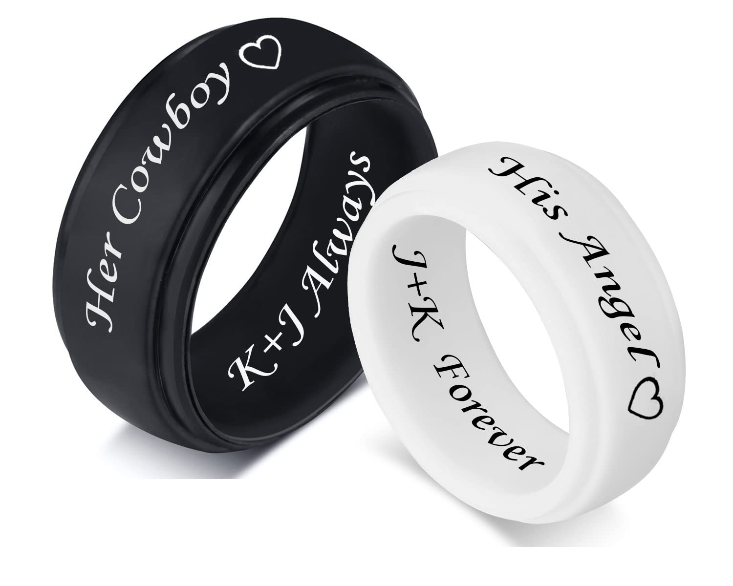 2Pcs Personalized Silicone Couple Rings - 8MM Breathable Rubber Wedding Bands with Step Edge Design for Him & Her - Comfort Fit Promise & Engagement Rings - Ideal Anniversary Gift for Husband/Wife - 7 Color Options - Perfect for Daily Wear, Gym, Swimming & Outdoor Activities