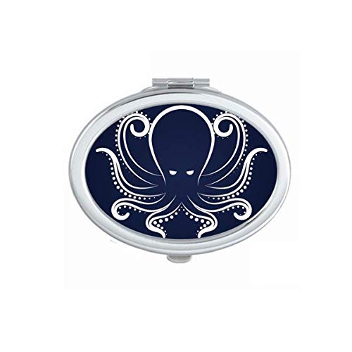 DIYthinker Black White Octopus Marine Life Pattern Portable Folding Mirror - Double-Sided Handheld Makeup & Glasses Mirror for Travel, Home, and Office Use