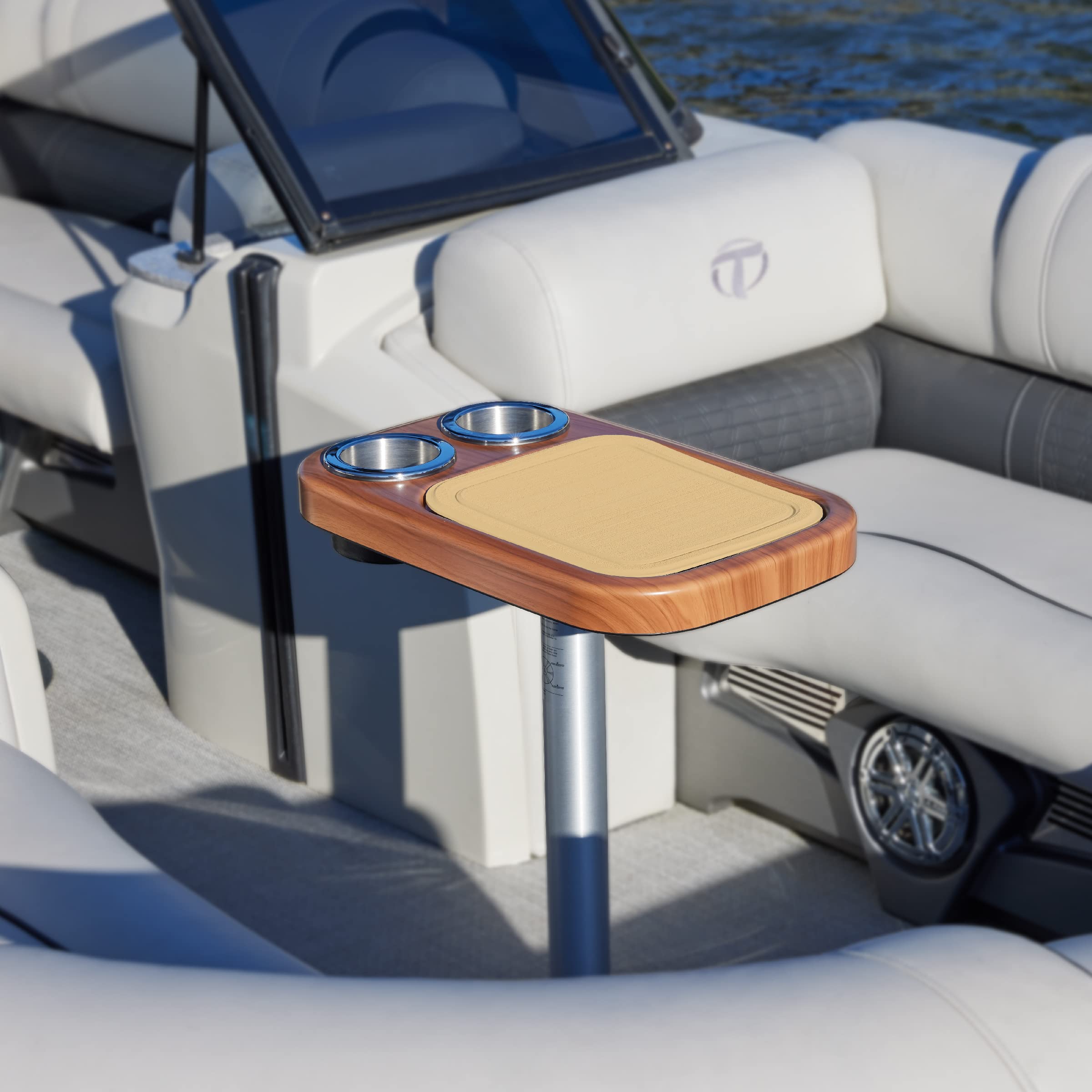 Manufacturers' Select ITC Marine Cocktail Boat Table Leg Set - Stainless Steel Pontoon Accessories with Center Foam Mat | Perfect for Boating, Yachting & Outdoor Entertaining