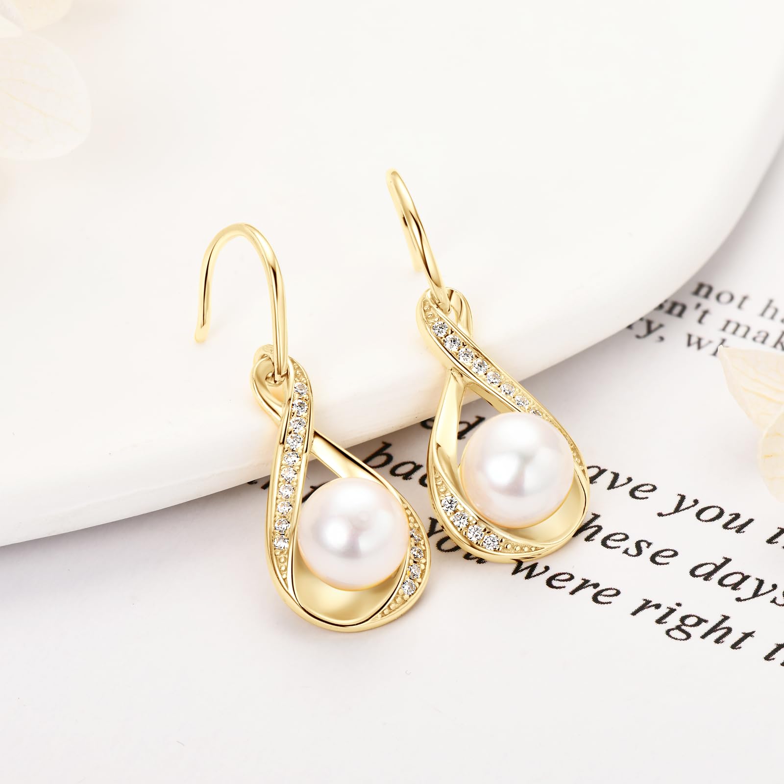 Freshwater Pearl Drop Earrings for Women - Sterling Silver Dangle Earrings with Natural Pearls, Elegant Wedding Jewelry Gift for Bride & Bridesmaid (Perfect for Bridal Shower, Anniversary & Special Occasions)