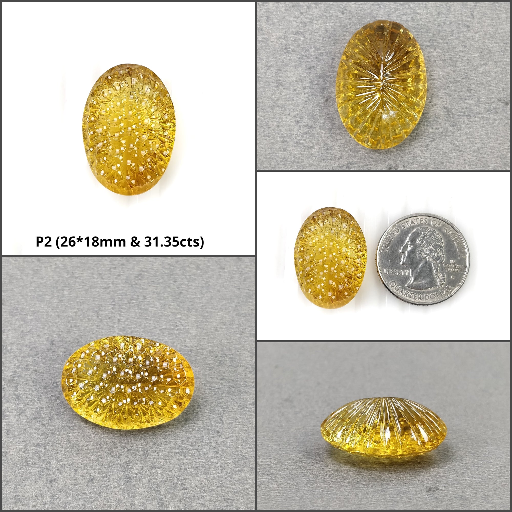 Natural Untreated Yellow Citrine Gemstone Carving - Oval & Pear Cushion Shape Hand Carved for Jewelry Making & Spiritual Healing | Perfect for Necklaces, Rings & Meditation