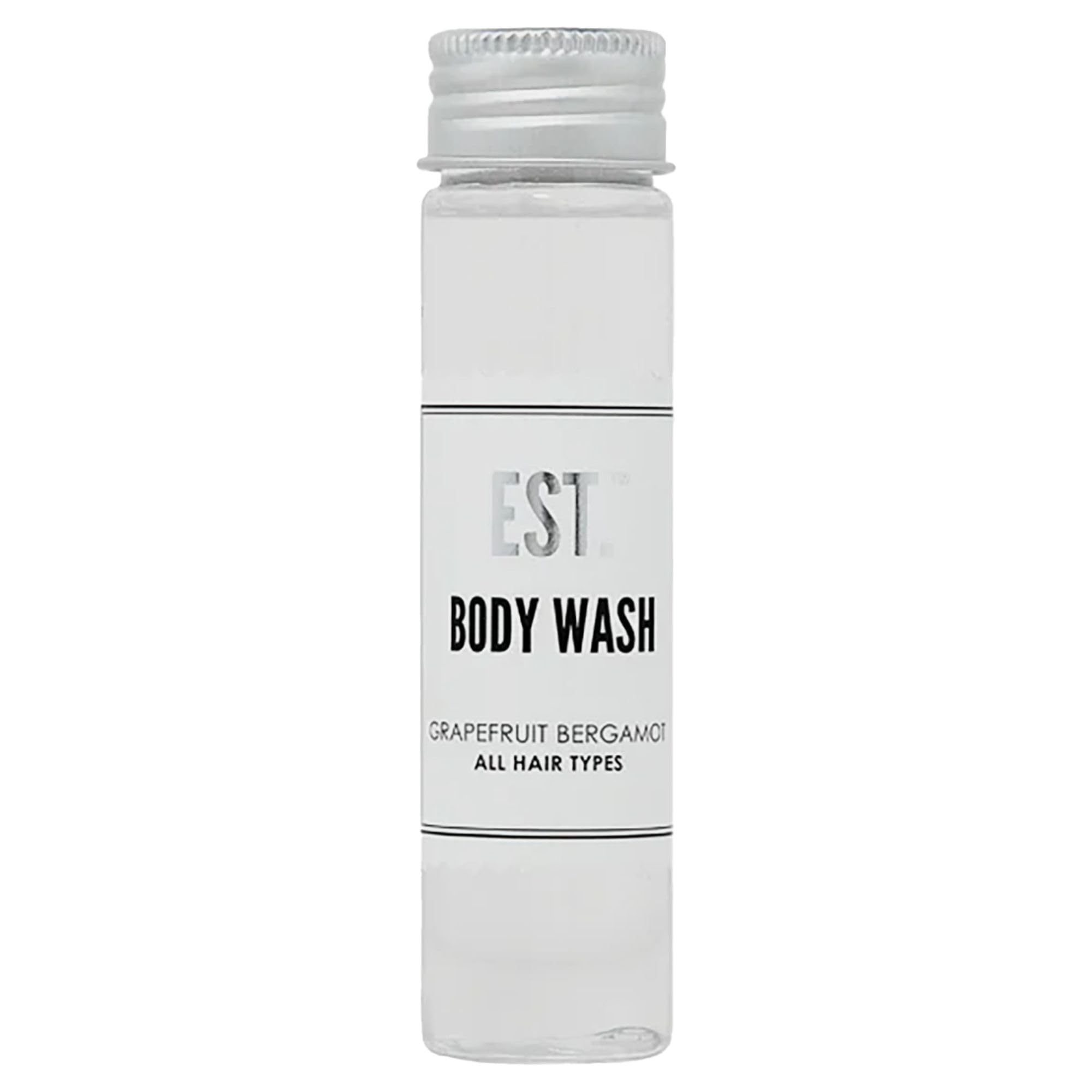 EST. Grapefruit Bergamot Scented Body Wash - Biodegradable & Recyclable Bottle with Screw Top - 1.41oz/40ml Travel Size (Pack of 48) - Perfect for Hotels, Gyms, Spas & Travel Toiletries