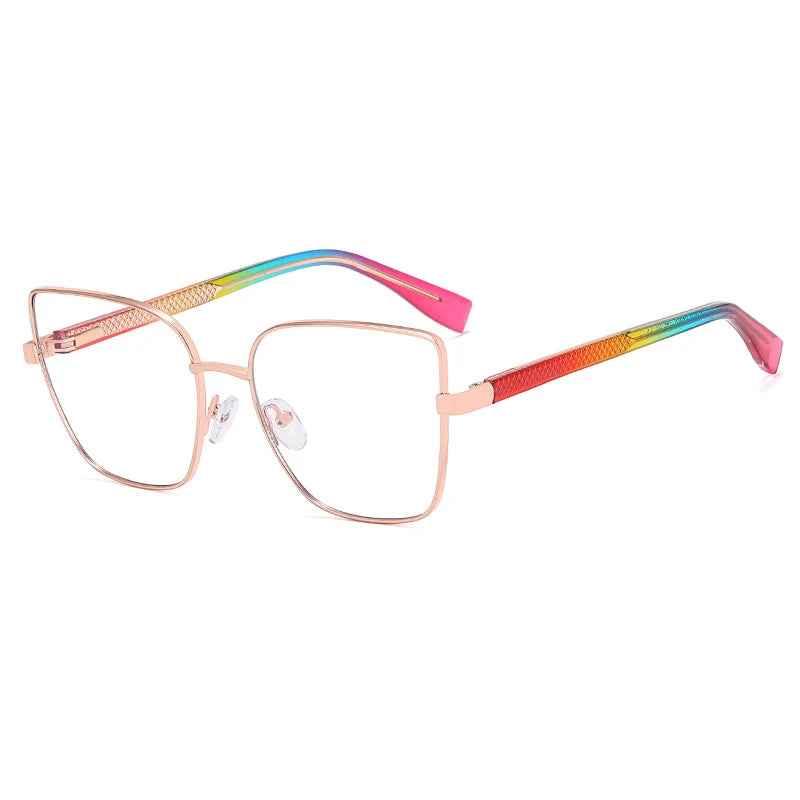 CCspace Women's Full Rim Cat Eye Square Alloy Eyeglasses Frame 57382 - Stylish Retro Glasses for Women, Lightweight Metal Frame for Office, Reading & Fashion Accessories