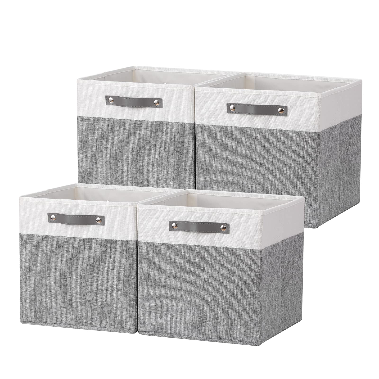 DULLEMELO 12 Inch Fabric Storage Bins with Handles - Foldable Cloth Toy Organizer for Books, Clothes & Nursery - Perfect for Shelves, Closets & Kids Room Organization (Set of 6, Gray) - Ideal for Playroom, Bedroom & Home Storage Solutions