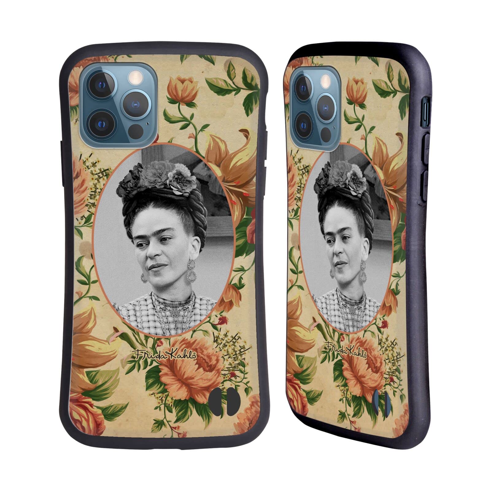 Officially Licensed Frida Kahlo Floral Portrait iPhone 12 Case - Artistic Hybrid Cover with Inspirational Quotes for iPhone 12/12 Pro - Perfect for Art Lovers & Unique Style Protection