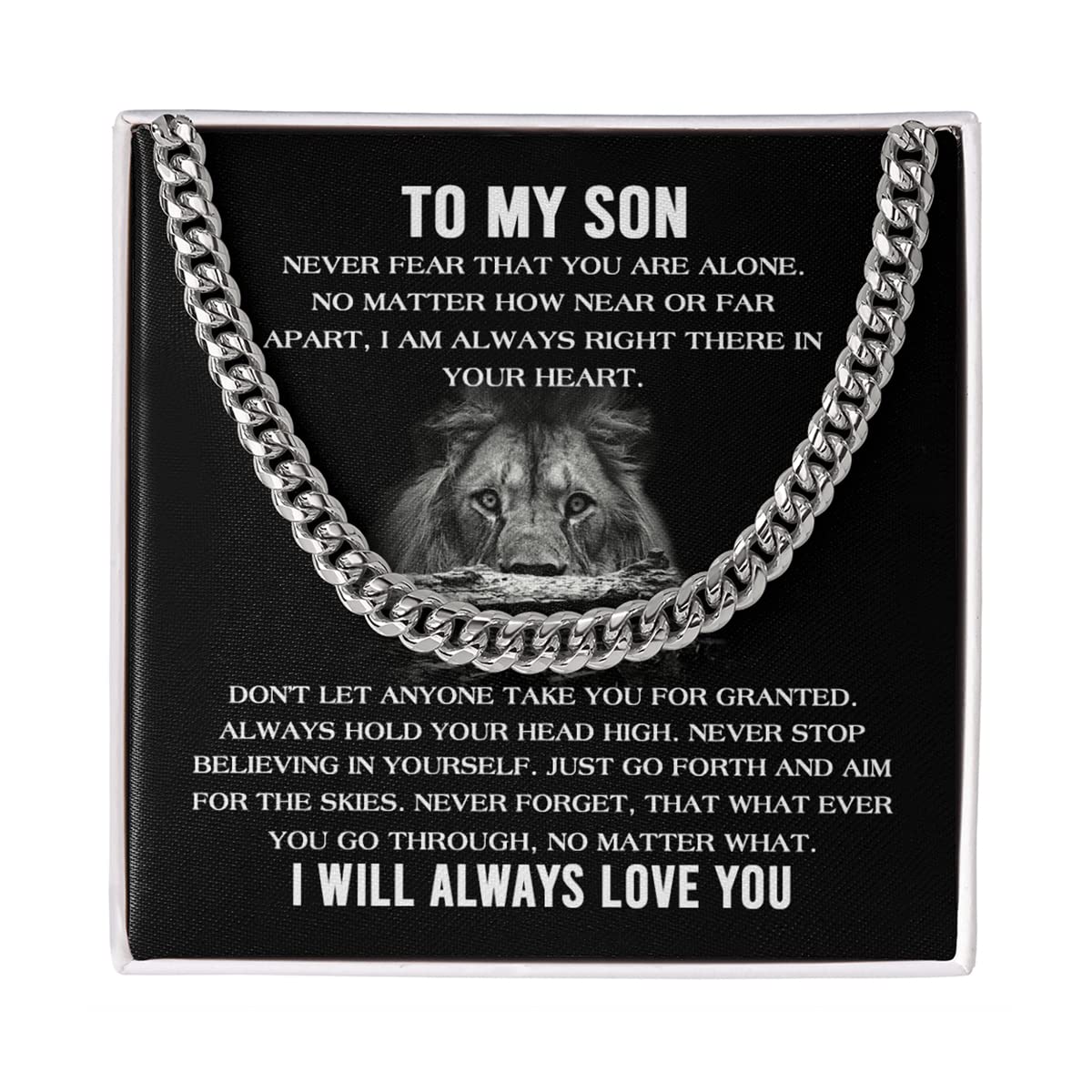 To My Son Cuban Chain Necklace - Sterling Silver Gift for Son from Dad & Mom - Birthday, Christmas, Anniversary Jewelry Present - Perfect for Graduation, Father's Day & Special Occasions