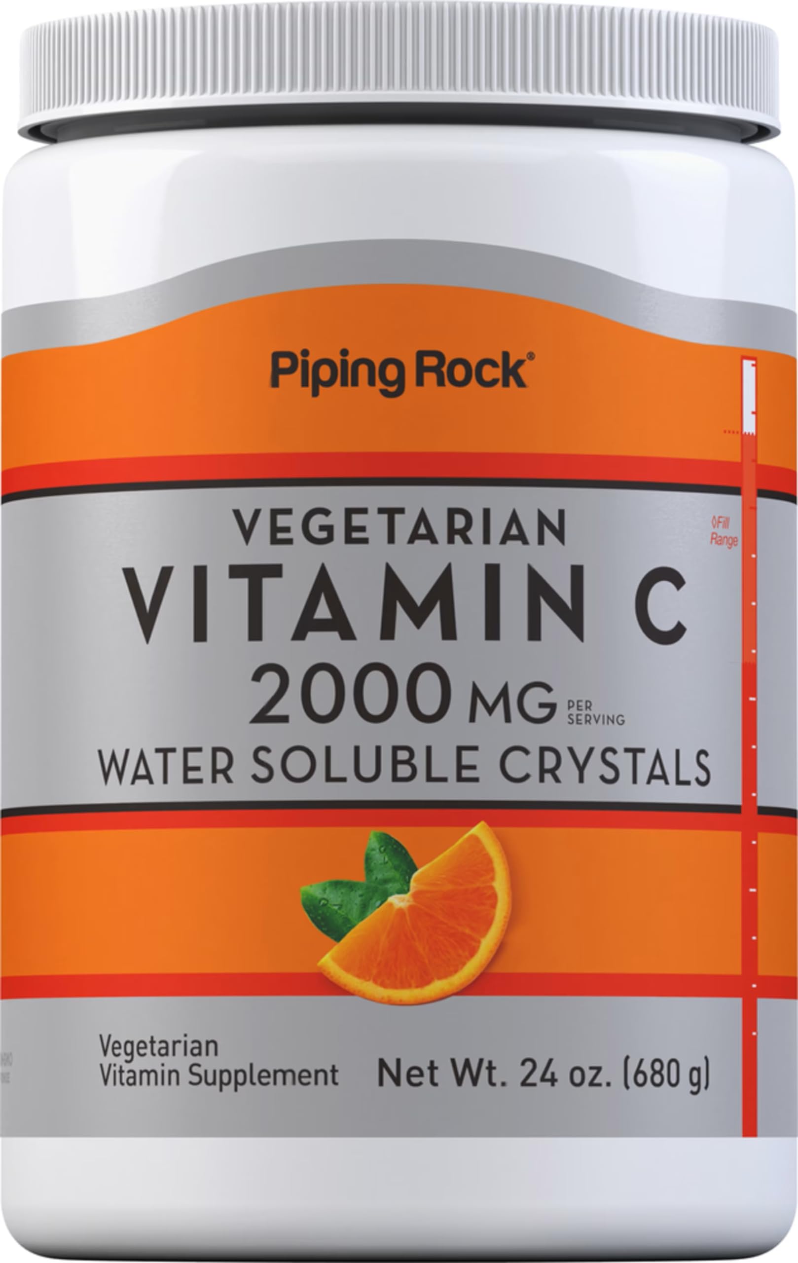 Piping Rock Vitamin C Powder 24 oz | 2000mg Ascorbic Acid | Water Soluble Crystals | Vegetarian, Non-GMO, Gluten Free Dietary Supplement | Immune Support & Skin Health | Perfect for Smoothies & Wellness Drinks