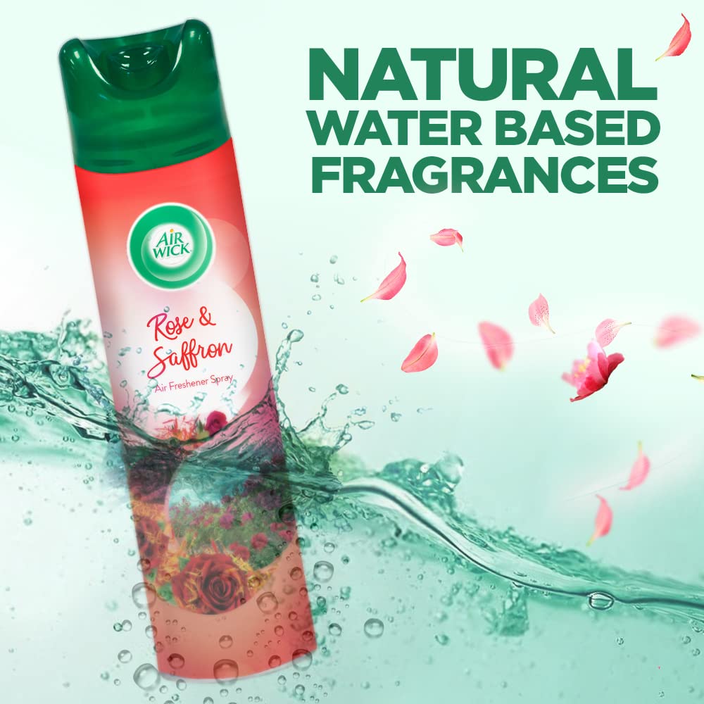Air Wick Room Freshener Spray - 8.3 oz (245 ml) Rose & Saffron Scent | Long Lasting Air Freshener for Home, Bathroom & Office | Eliminates Odors | Perfect for Living Rooms, Bedrooms & Small Spaces