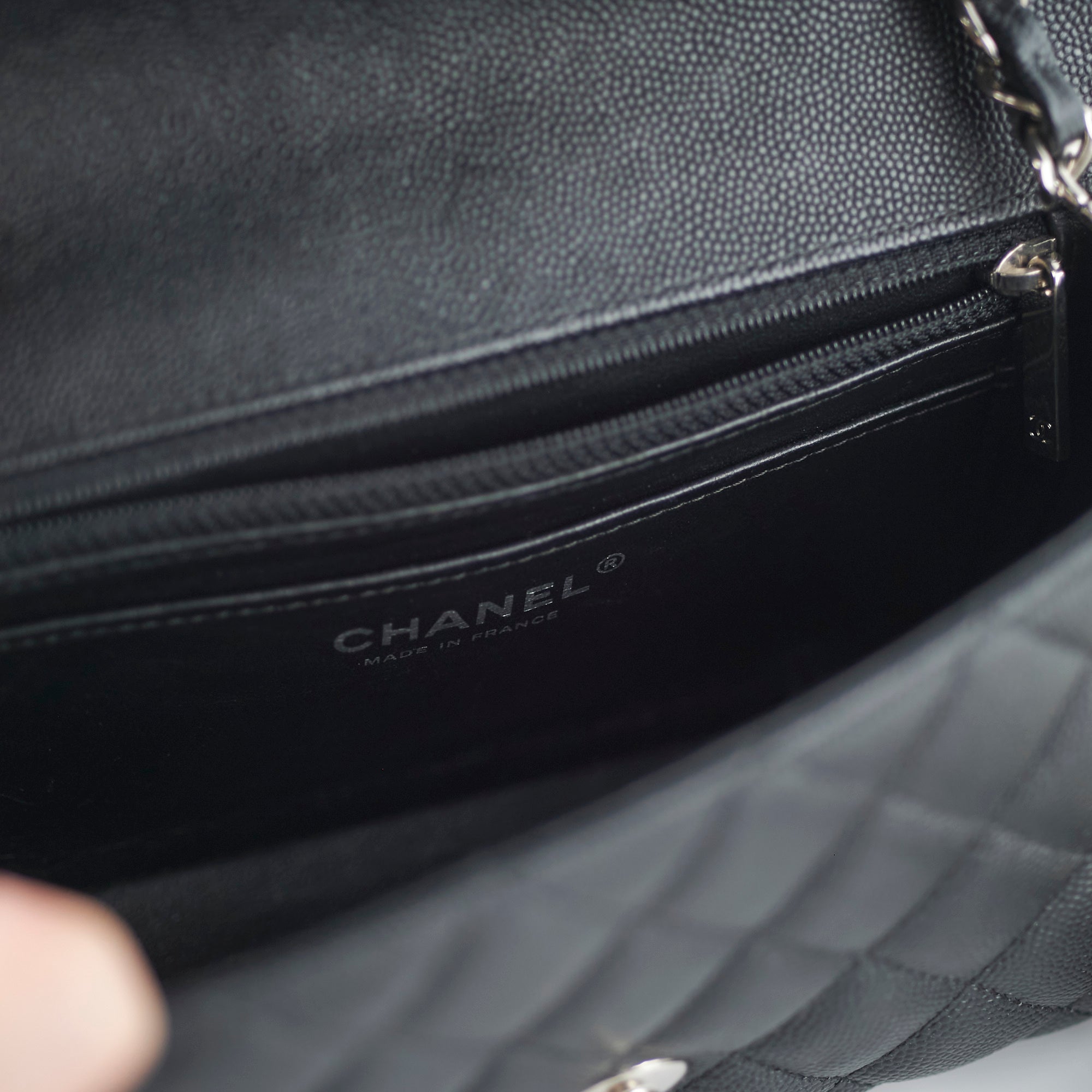 Chanel Mini Rectangular Black Caviar Leather Crossbody Bag with Edge Stitching - Luxury Designer Handbag for Women, Perfect for Date Night & Evening Events