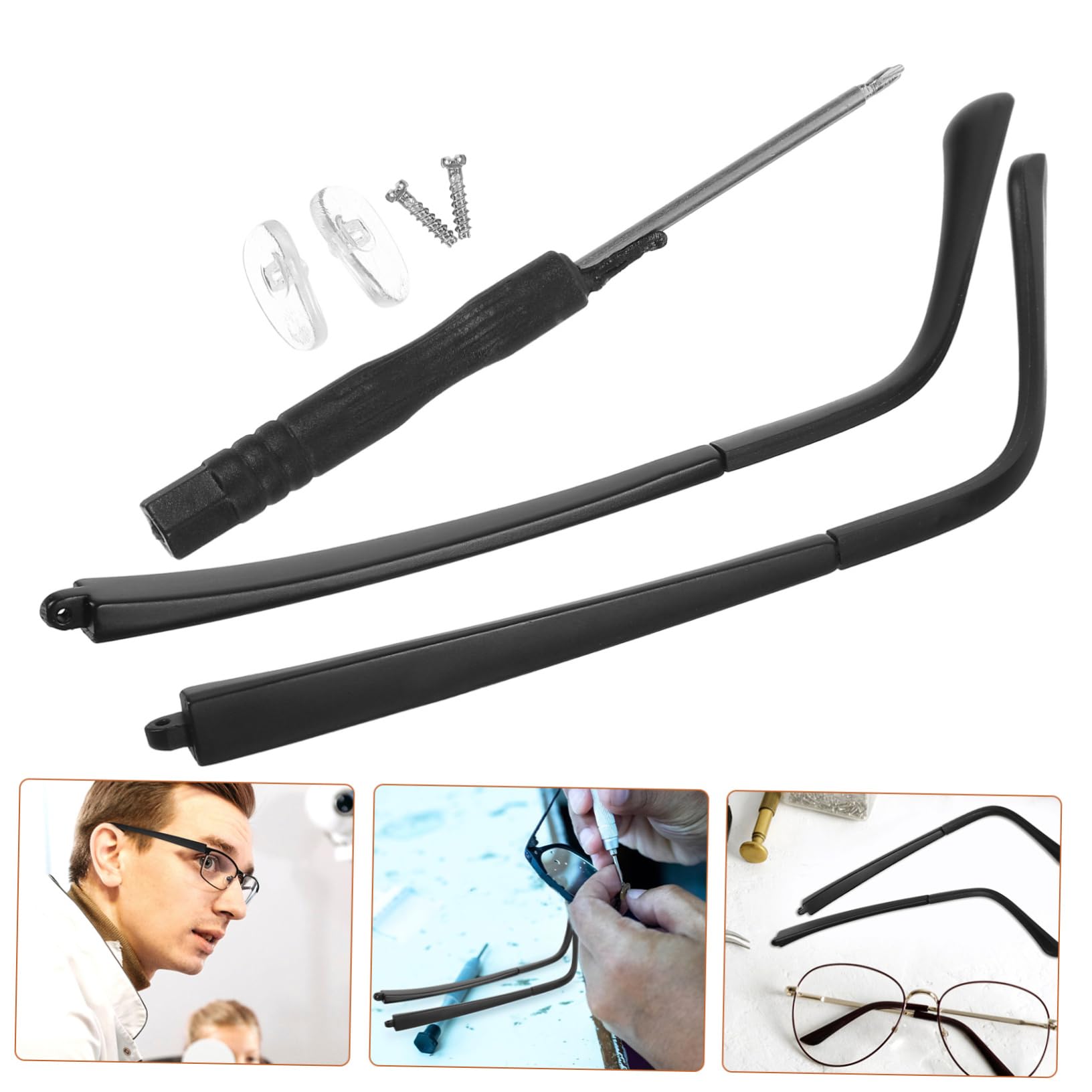 Beavorty 3 Pairs Universal Eyeglass Legs & Feet Holders - Replacement Glasses Arms & Parts for Broken Frames - Perfect for Reading, Working & Daily Use