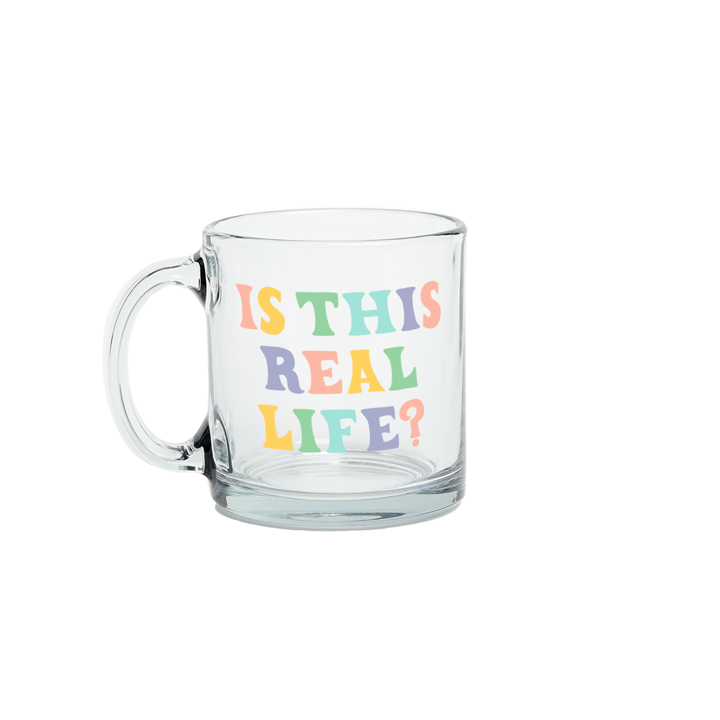 Is This Real Life? Glass Mug - Premium Clear Glass Coffee Cup for Hot & Cold Drinks - Perfect for Home, Office, or Gifts