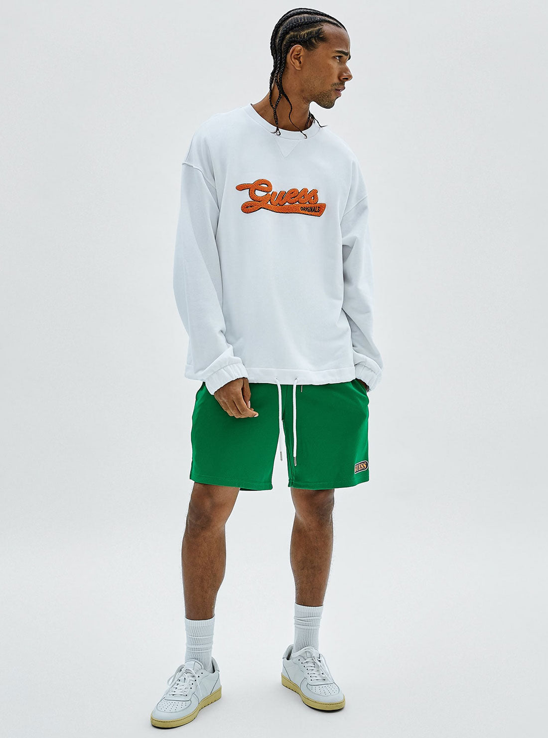 Guess Originals Green Sonic Mesh Shorts for Men - Comfortable Athletic Running Shorts with Breathable Fabric - Perfect for Gym, Workout, and Casual Wear