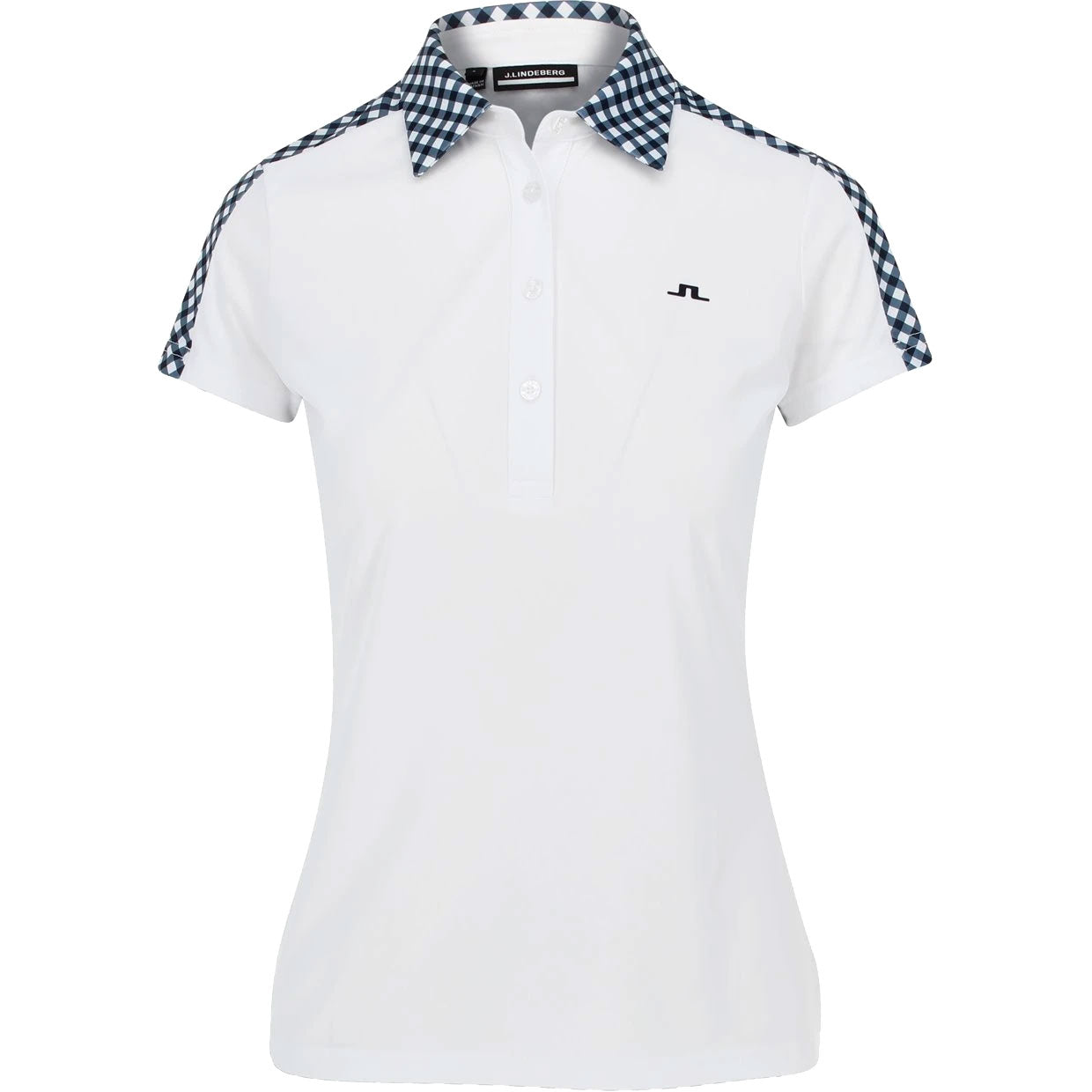 J. Lindeberg Cara Gingham Women's Golf Polo Shirt - Stylish & Breathable Performance Top for Golf, Tennis & Casual Wear