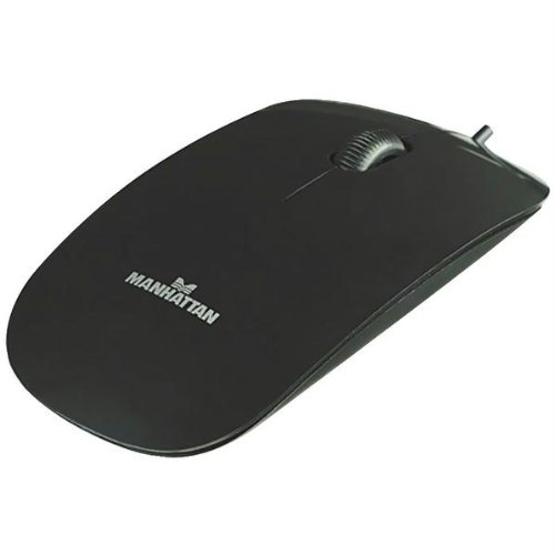 Manhattan 177658 Silhouette Wireless Optical Mouse - Ergonomic Black Computer Mouse for Laptop & PC - Perfect for Office Work, Gaming & Home Use