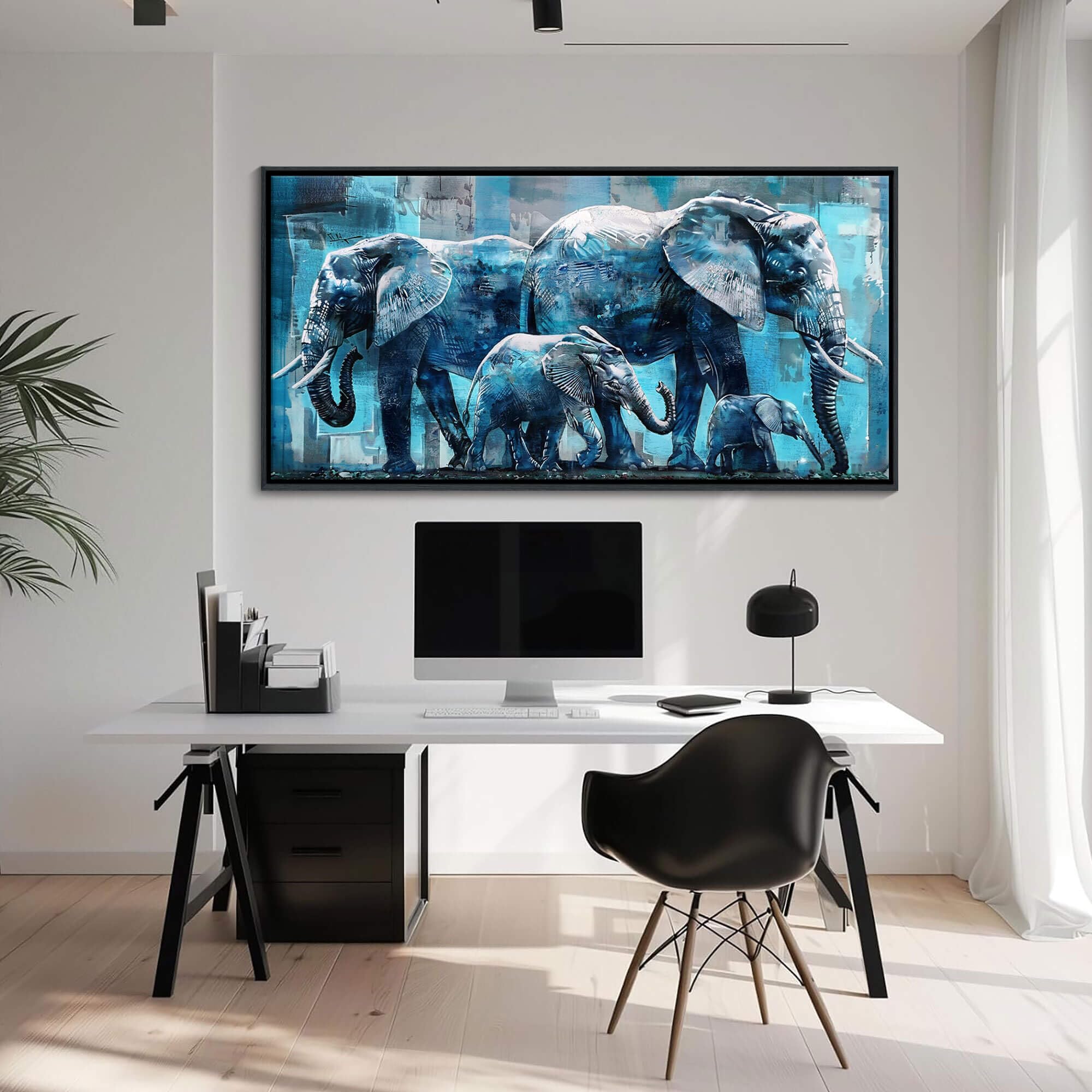 Elephant Canvas Wall Art - Large 20x40 Inches Framed Animal Print for Living Room, Bedroom & Office Decor | Perfect for Modern Home & Office Interior Design