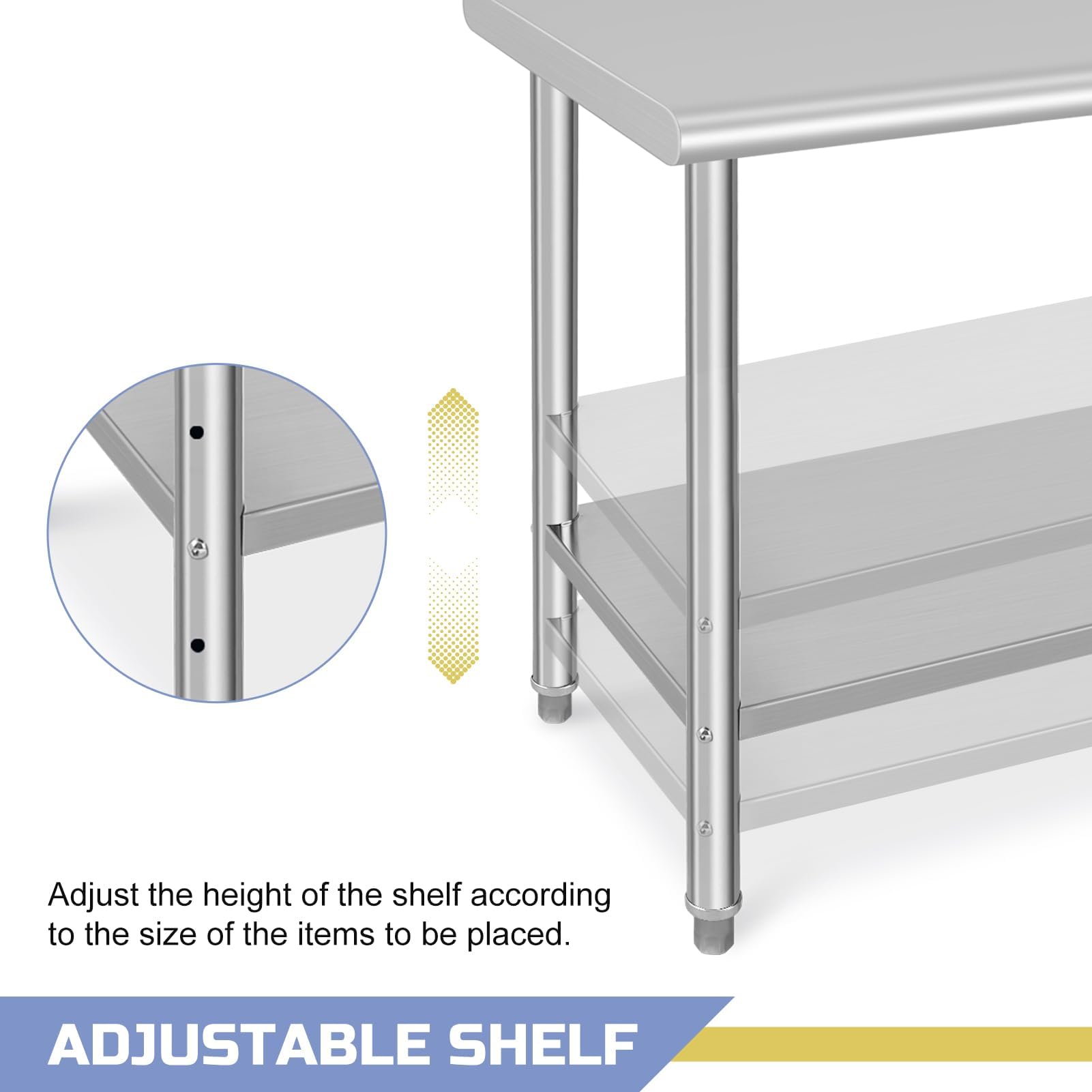 48x24x35 Inch Stainless Steel Commercial Prep Table with Backsplash - Heavy Duty Metal Kitchen Work Table for Restaurant, Home & Hotel Use - Perfect for Food Prep, Cooking & Baking