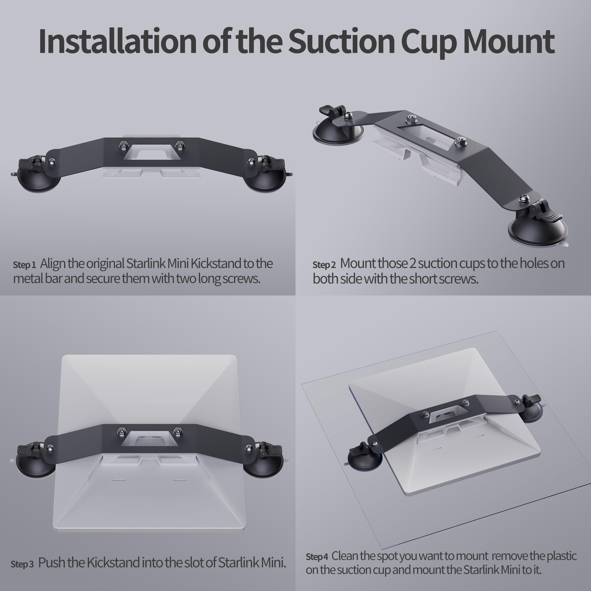 Starlink Mini Mount - Universal Suction Cup Car Roof & Sunroof Mounting Kit for Starlink Mini with Original Kickstand Compatibility - Perfect for Road Trips, RV Camping & Remote Work Connectivity