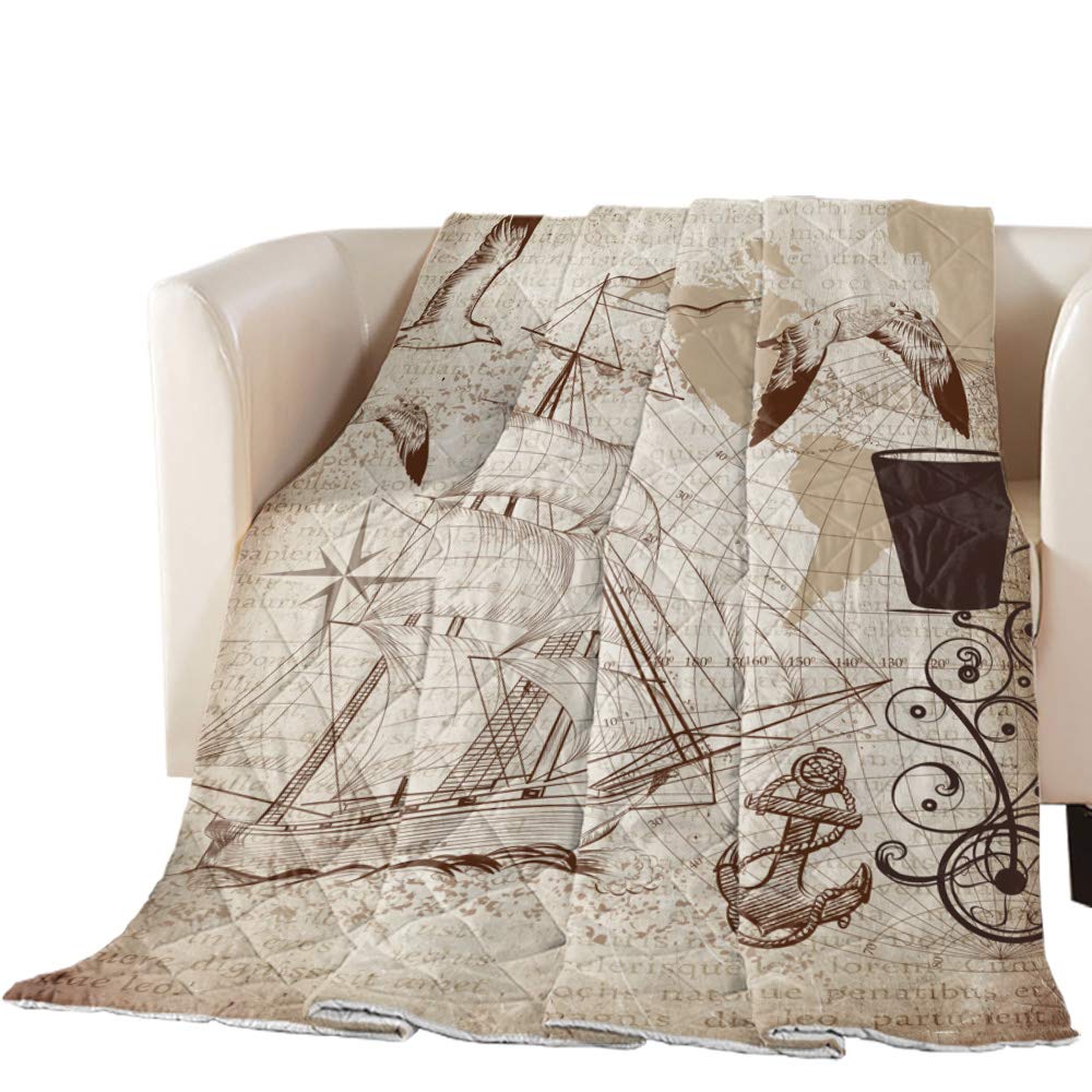 Soft Breathable Cotton Quilted Comforter - Octopus Tentacles Nautical Throw Blanket & Bedspread - Lightweight All-Season King Size Coverlet for Bedroom, Living Room, or Gift