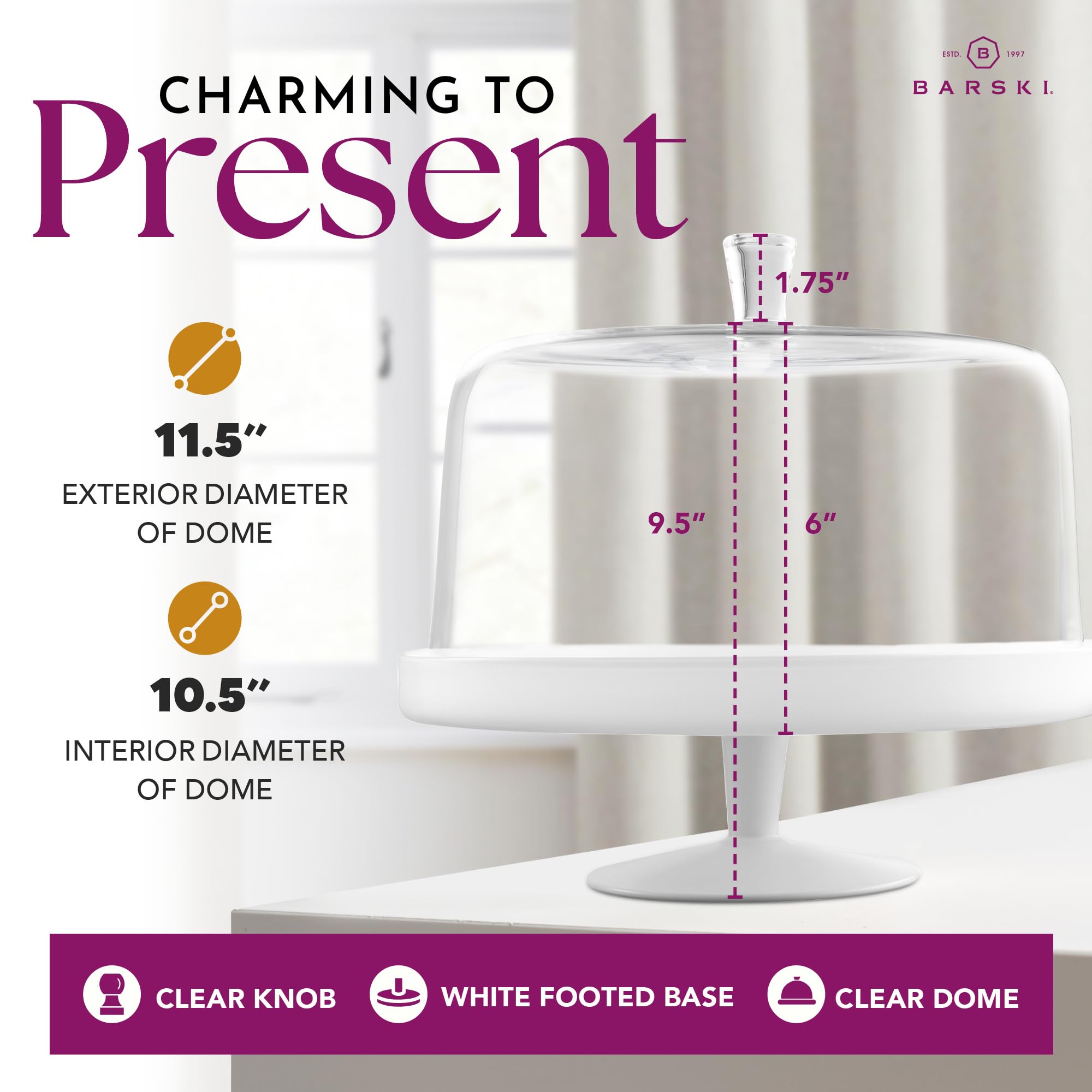 Premium European Glass Cake Stand Set - 12.4