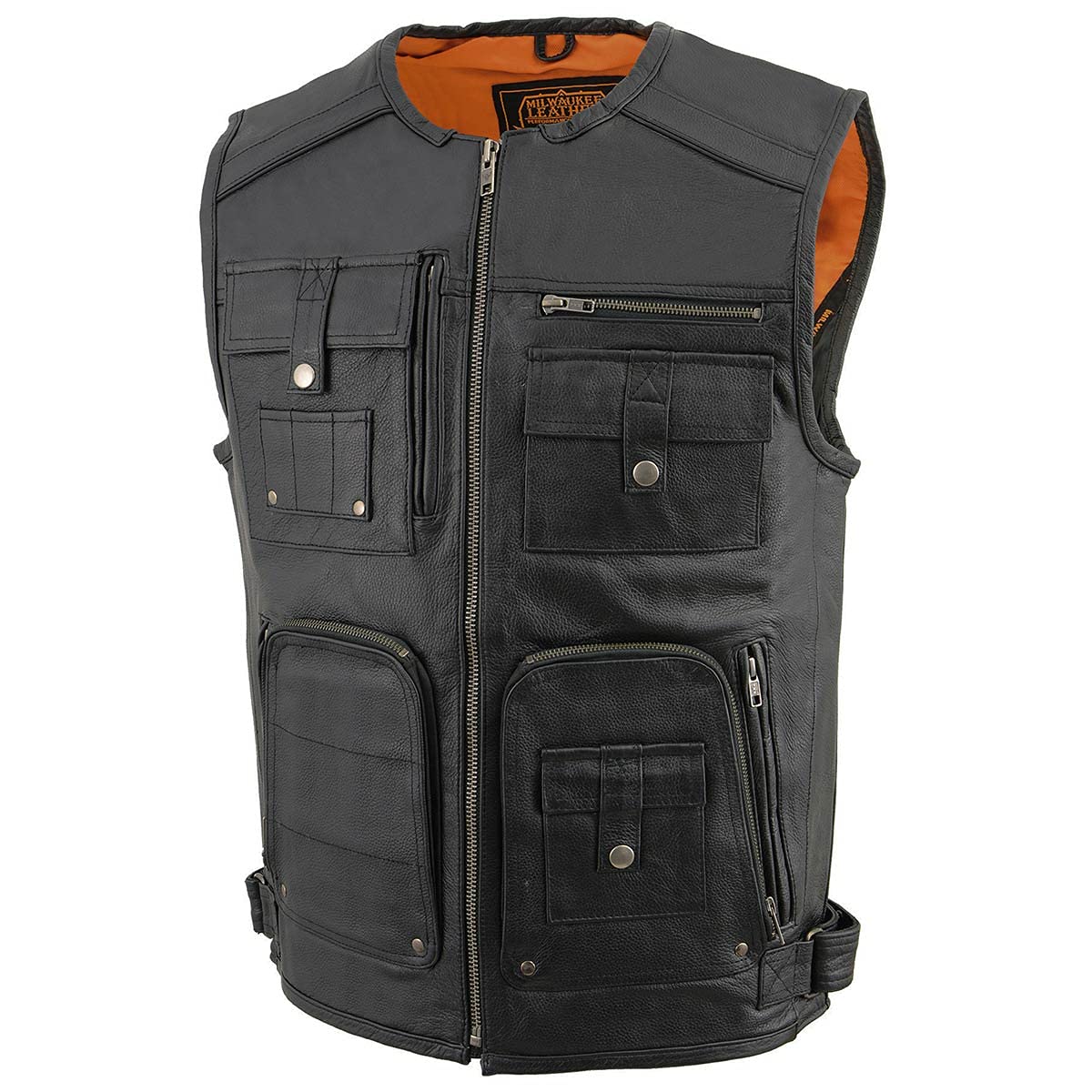 Milwaukee Leather MLM3580 Men's Black Super Utility Multi-Pocket Motorcycle Vest - Durable Biker Vest for Riding, Travel & Outdoor Adventures