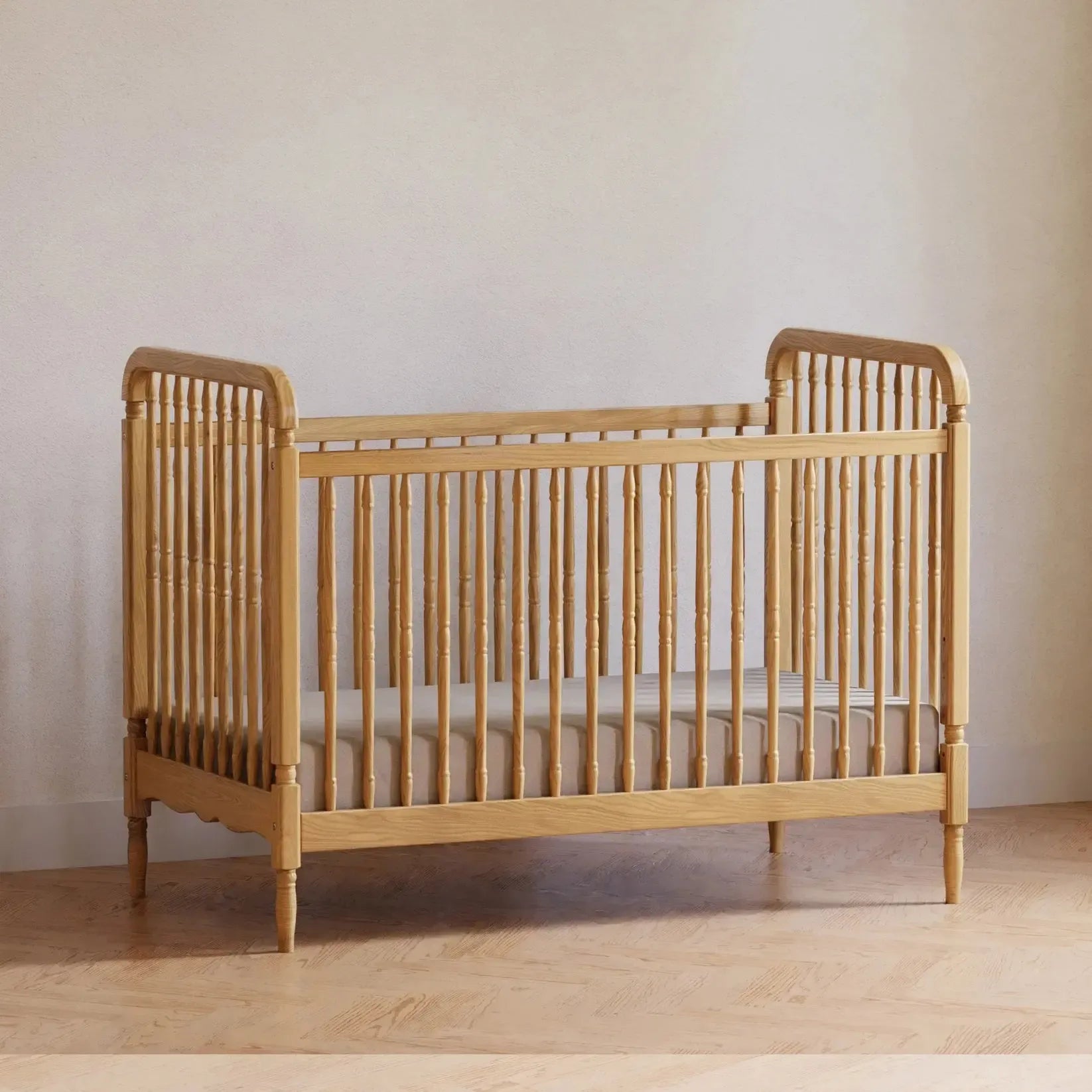 Namesake Liberty 3-in-1 Convertible Baby Crib with Conversion Kit - Honey Finish | Nursery Furniture for Newborns & Toddlers | Safe Sleep Solution for Modern Parents