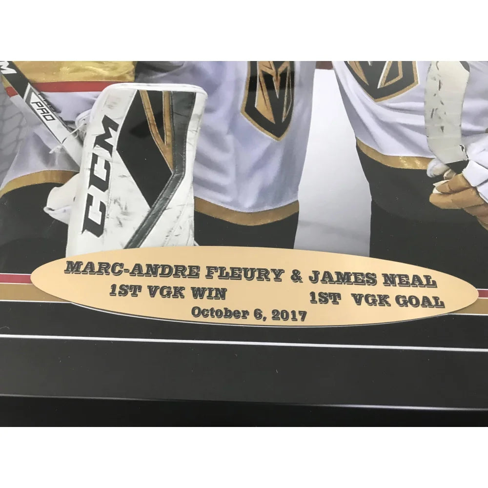 Marc Andre Fleury & James Neal Dual Signed Vegas Golden Knights Framed 16x20 Photo with COA - Perfect for Hockey Fans, Sports Memorabilia Collectors, and Man Cave Decor