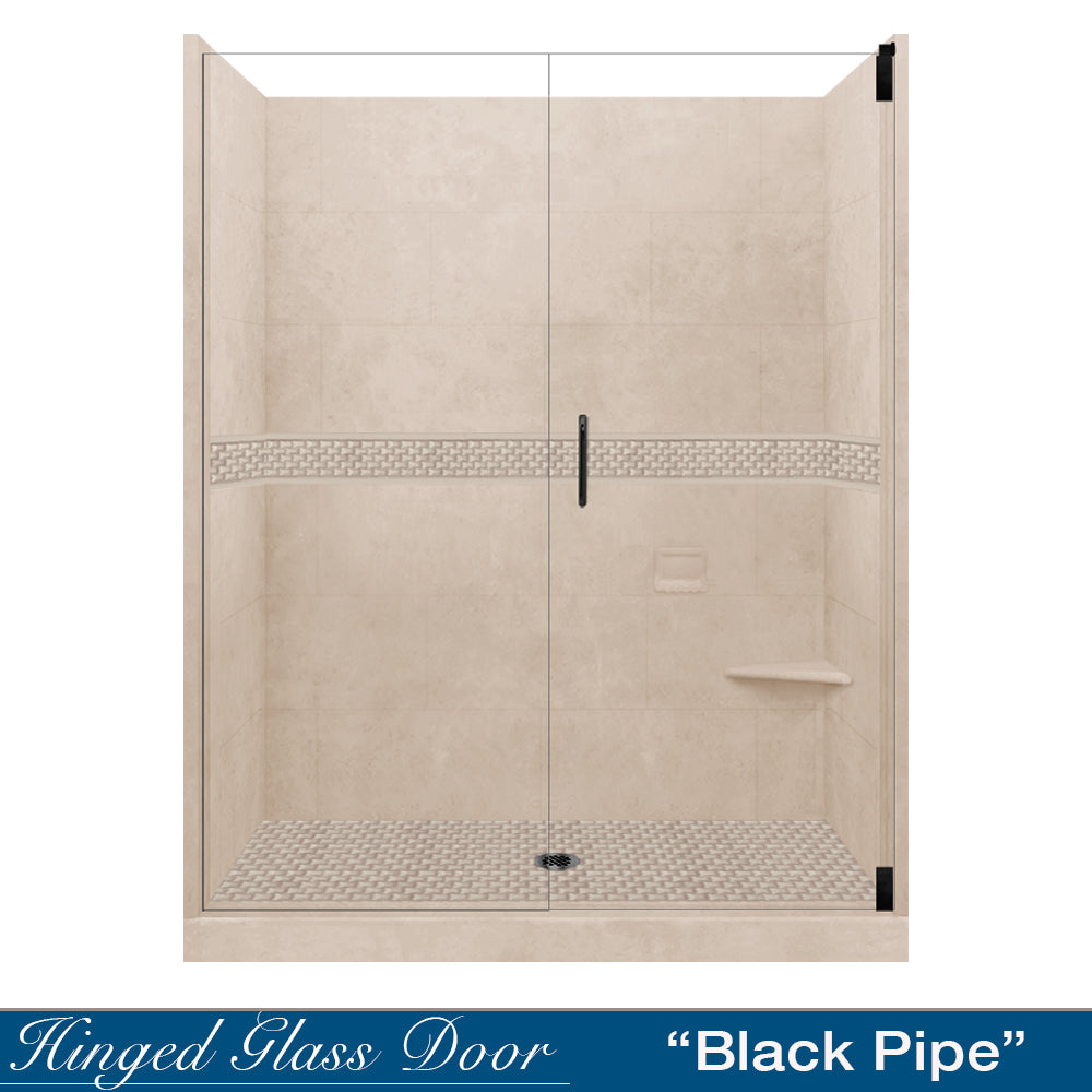 60 Alcove Brown Sugar Sistine Stone & Jewel Stone Accent DIY Shower Remodel Kit - Easy Bathroom Upgrade for Modern Home Renovation