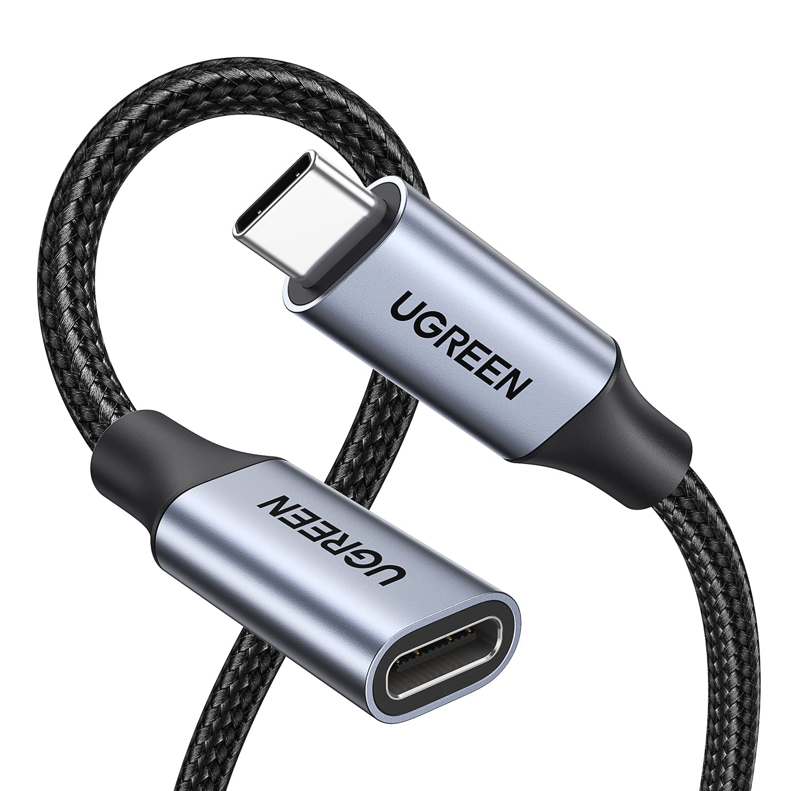 UGREEN USB C Extension Cable 1.5FT - USB 3.2 Gen 2 Type C Male to Female Extender (10Gbps, 4K Video, 100W Fast Charging) - Compatible with iPhone 16/15, Steam Deck, SSD, Docking Station, Hub - Perfect for Home Office, Gaming Setup & Mobile Charging (Grey)
