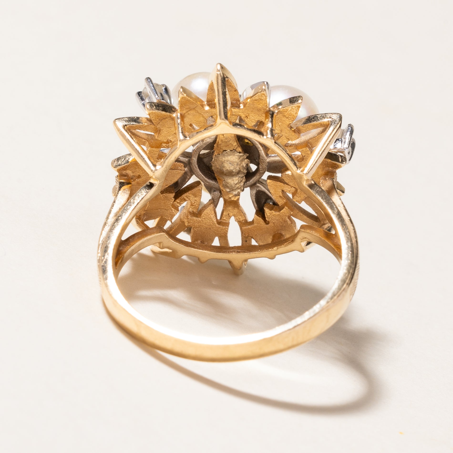 Elegant Pearl & Diamond Cocktail Ring | 5.00mm to 6.80mm Cultured Pearl | 0.10ctw Diamond Accents | Size 8.25 | Perfect for Evening Parties, Weddings & Special Occasions
