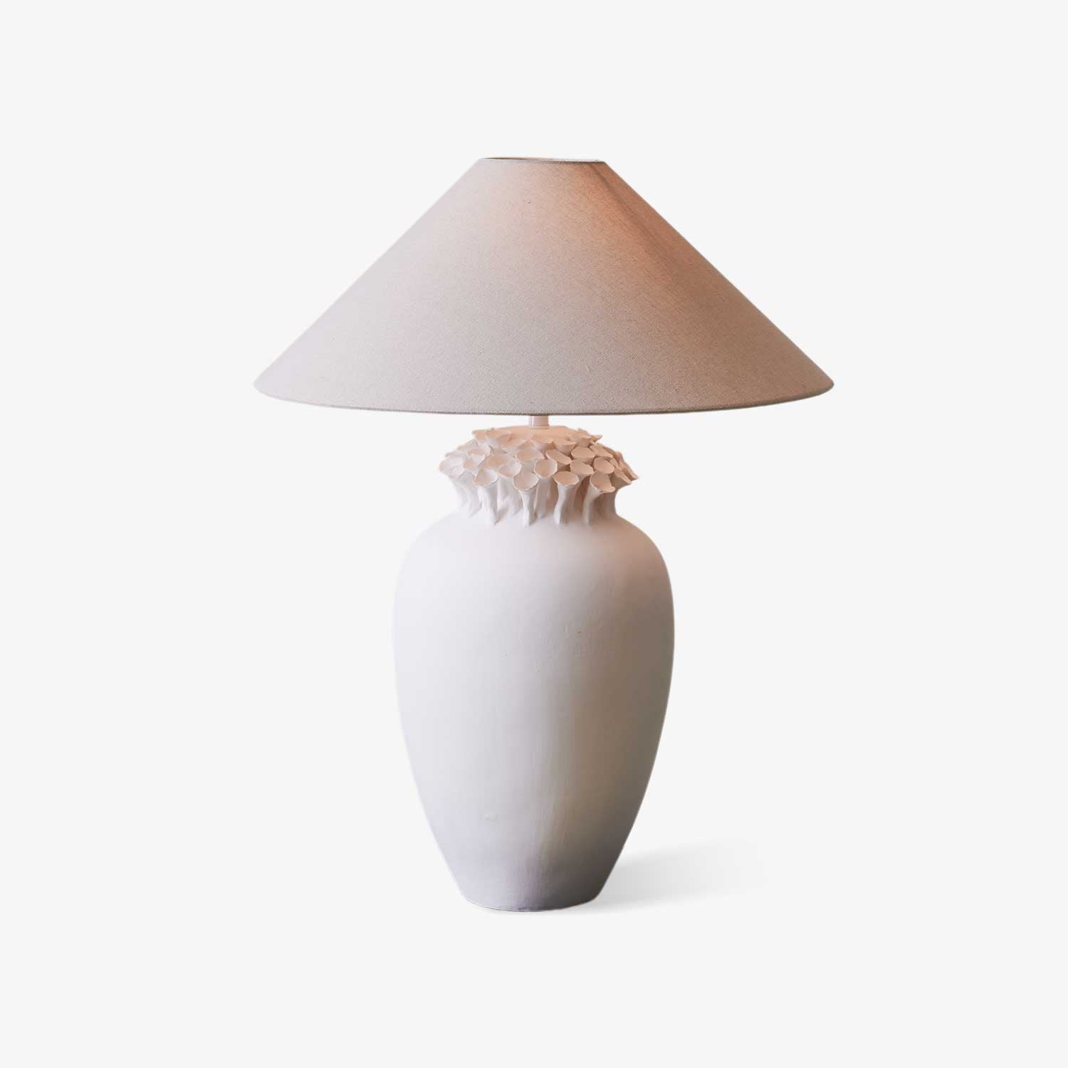 Blossom Crest Ceramic Table Lamp - Elegant Home Decor for Bedroom, Living Room & Office - Soft Lighting Accent Piece for Cozy Ambience