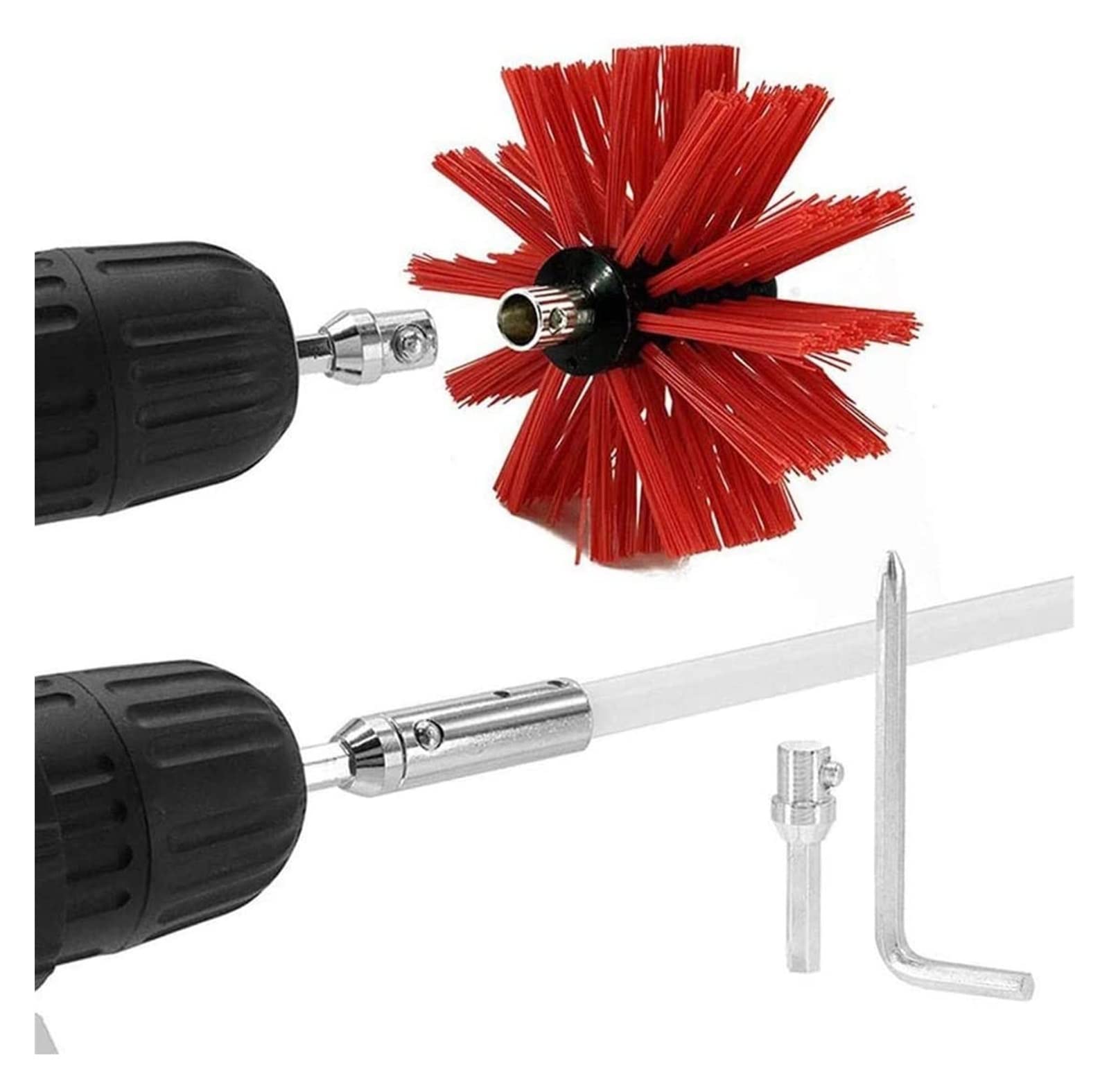 Professional Chimney Sweep Kit with 15 Flexible Rods (610mm) - Dryer Vent Cleaning Brush, Rotary Chimney Cleaner & Radiator Brush for Home Maintenance | Perfect for Fireplace, HVAC & Appliance Vent Cleaning